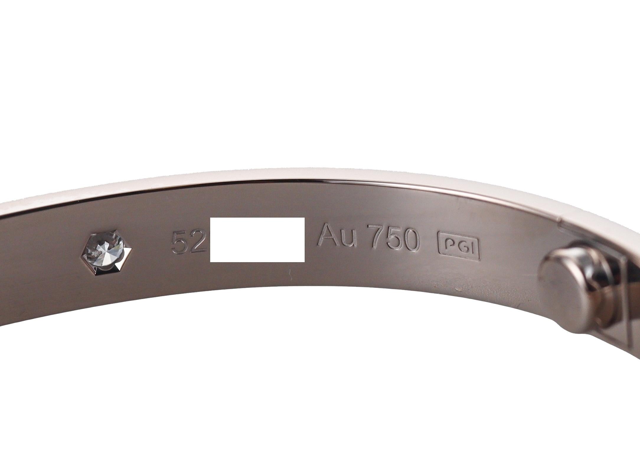 Cartier Love White Gold 4 Diamond Classic Model Bracelet Size 17