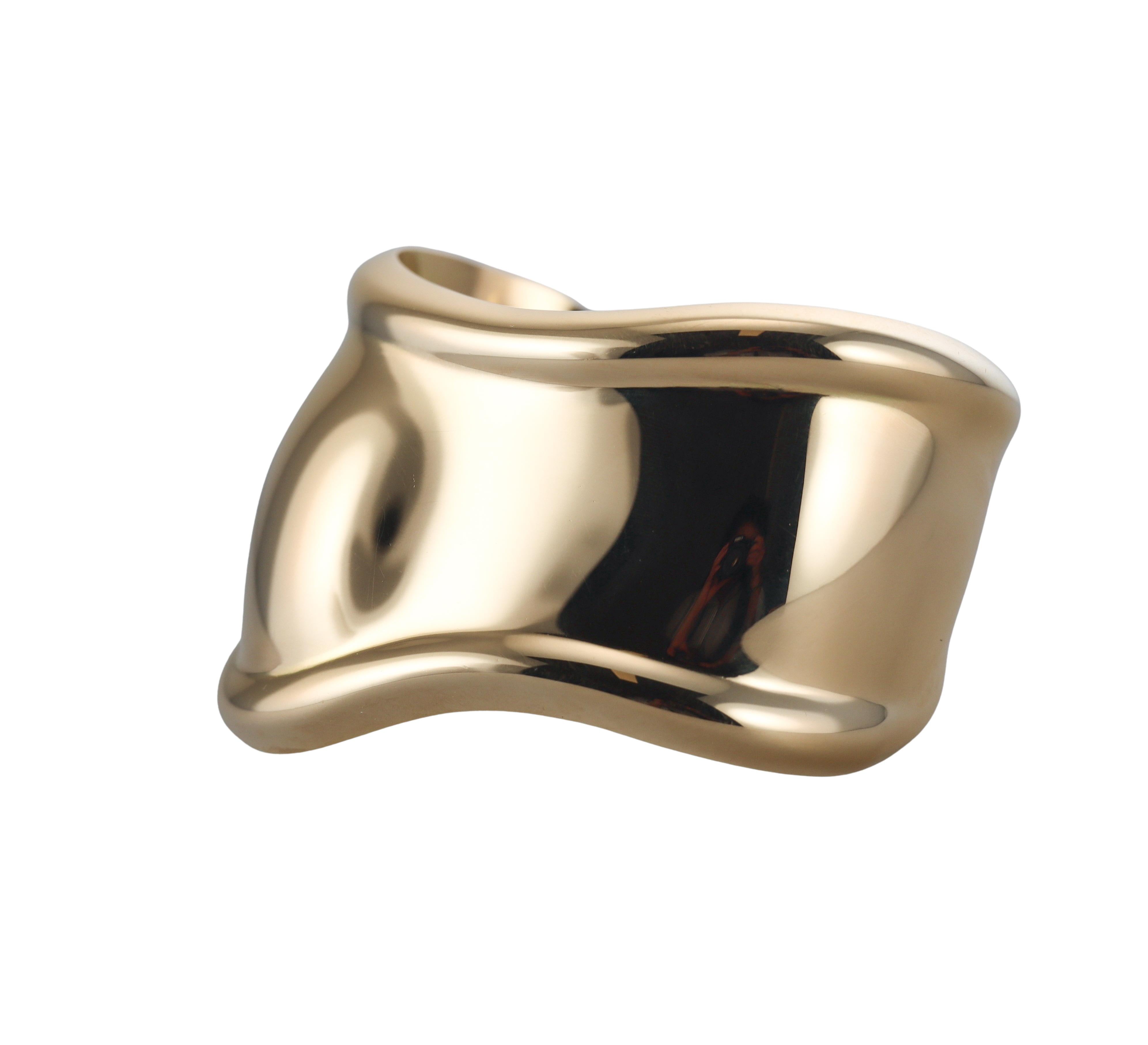 Tiffany & Co Elsa Peretti Gold Small Bone Cuff Bracelet 43mm