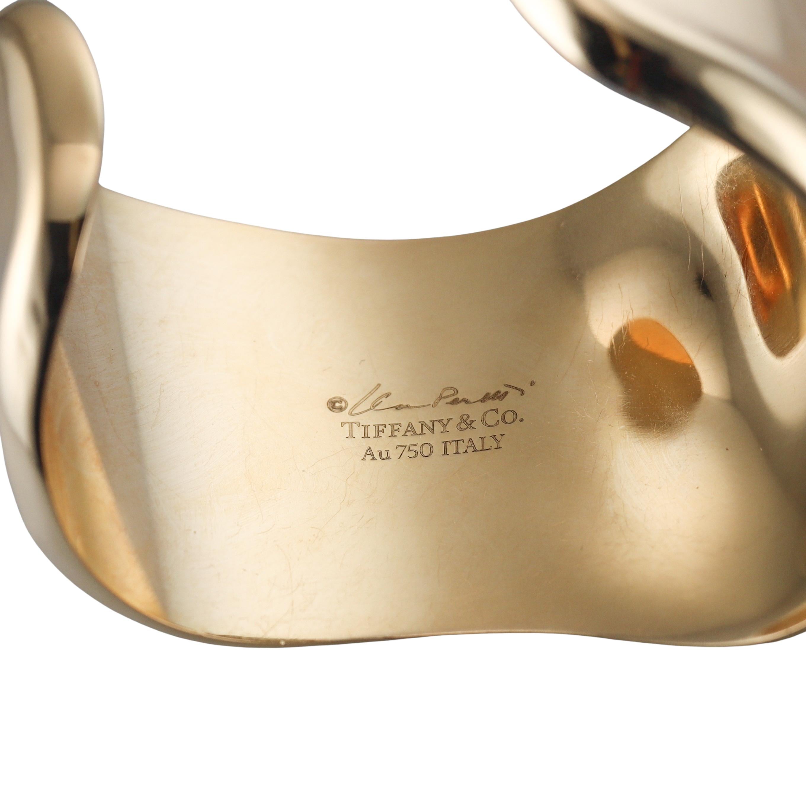 Tiffany & Co Elsa Peretti Gold Small Bone Cuff Bracelet 43mm