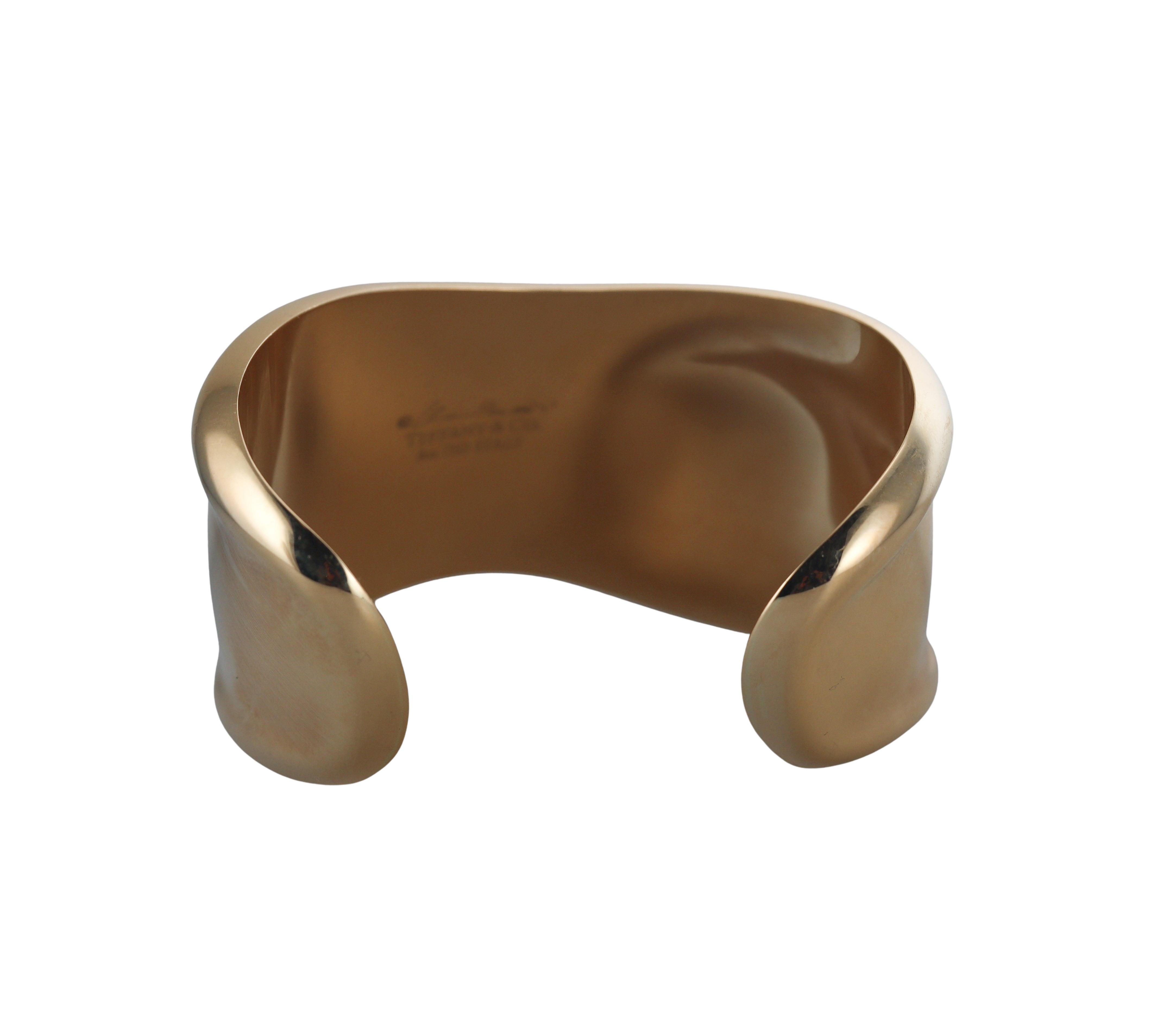 Tiffany & Co Elsa Peretti Gold Small Bone Cuff Bracelet 43mm