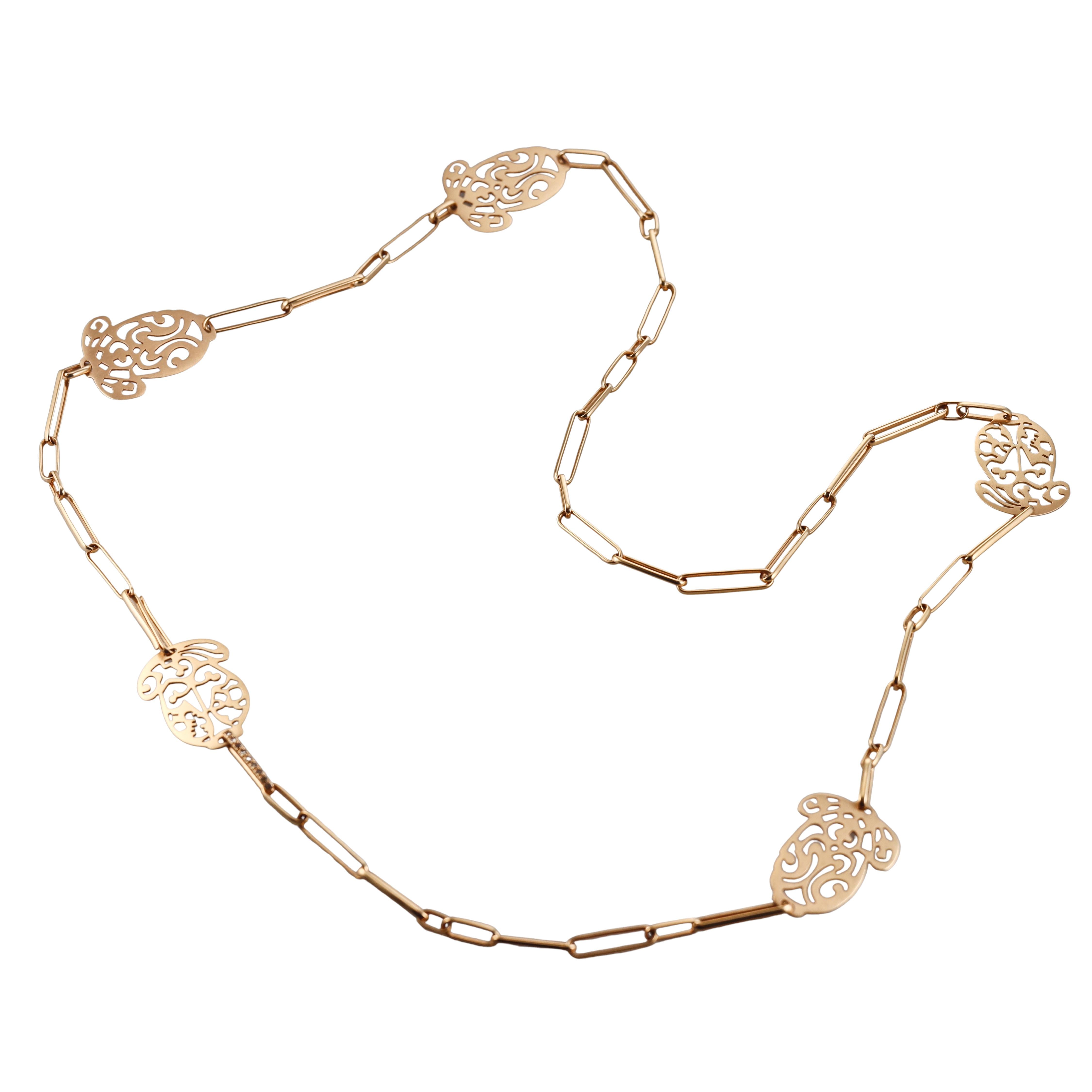 Pomellato Ming Rose Gold Fancy Diamond Long Station Necklace