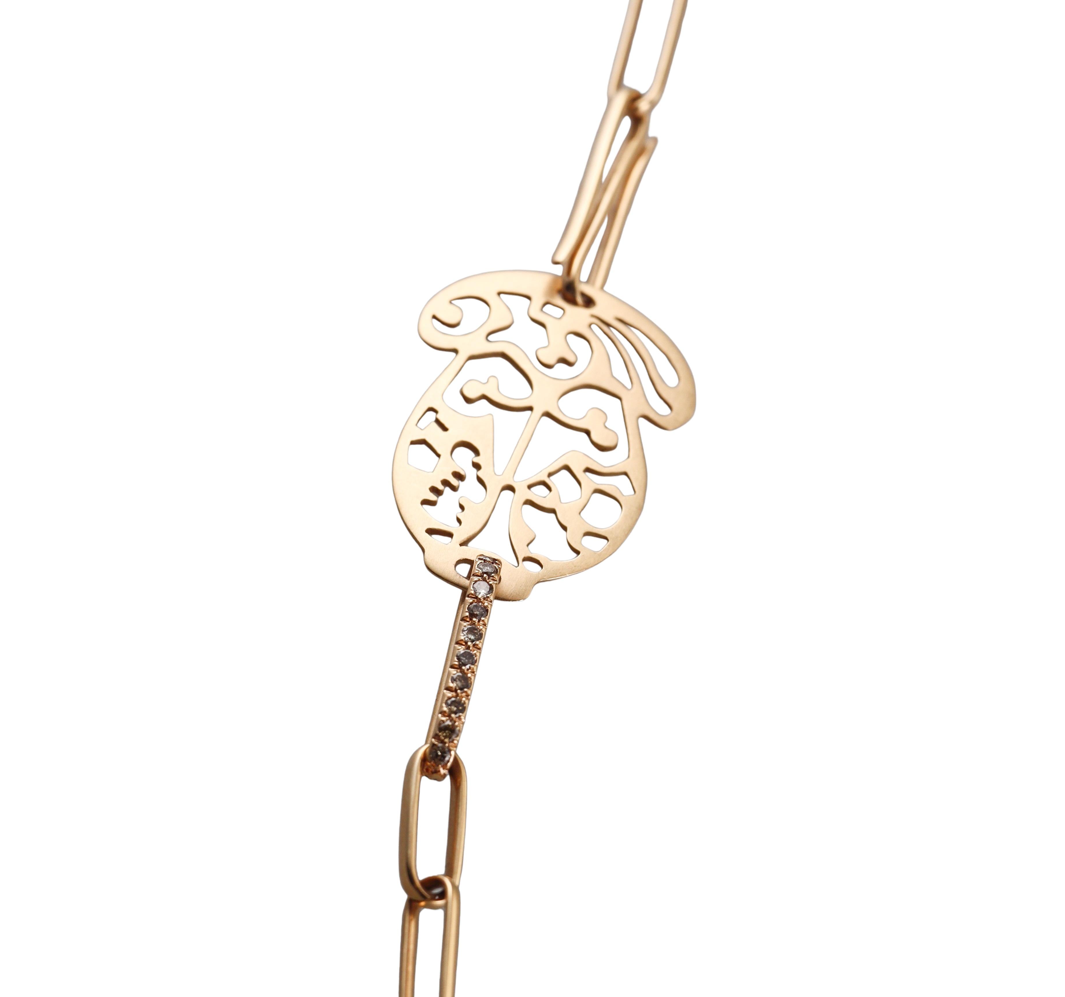 Pomellato Ming Rose Gold Fancy Diamond Long Station Necklace