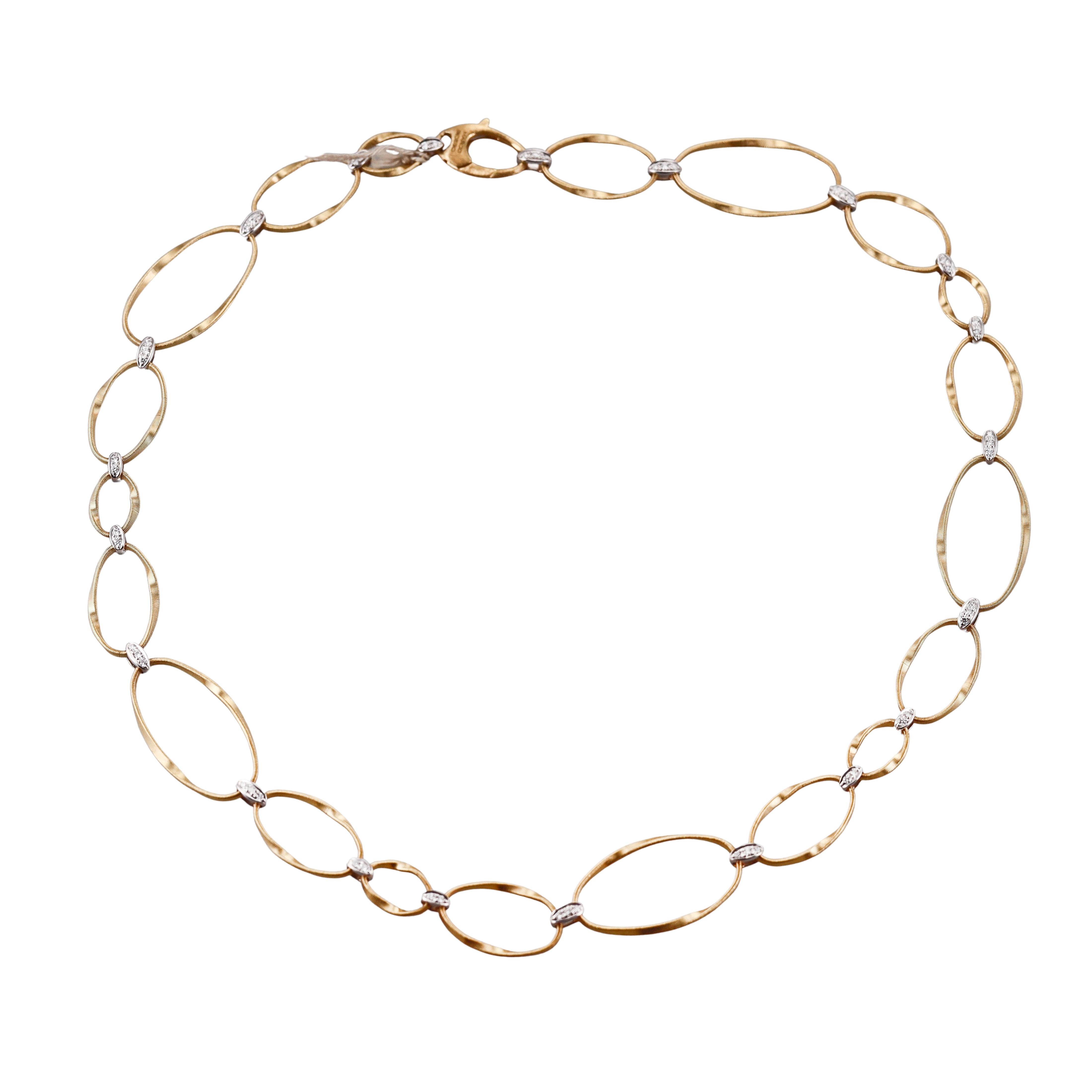 Marco Bicego Marrakech Diamond Oval Link Gold Necklace