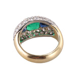 Certified 1.74ct Colombian Emerald Diamond Sapphire Gold Ring