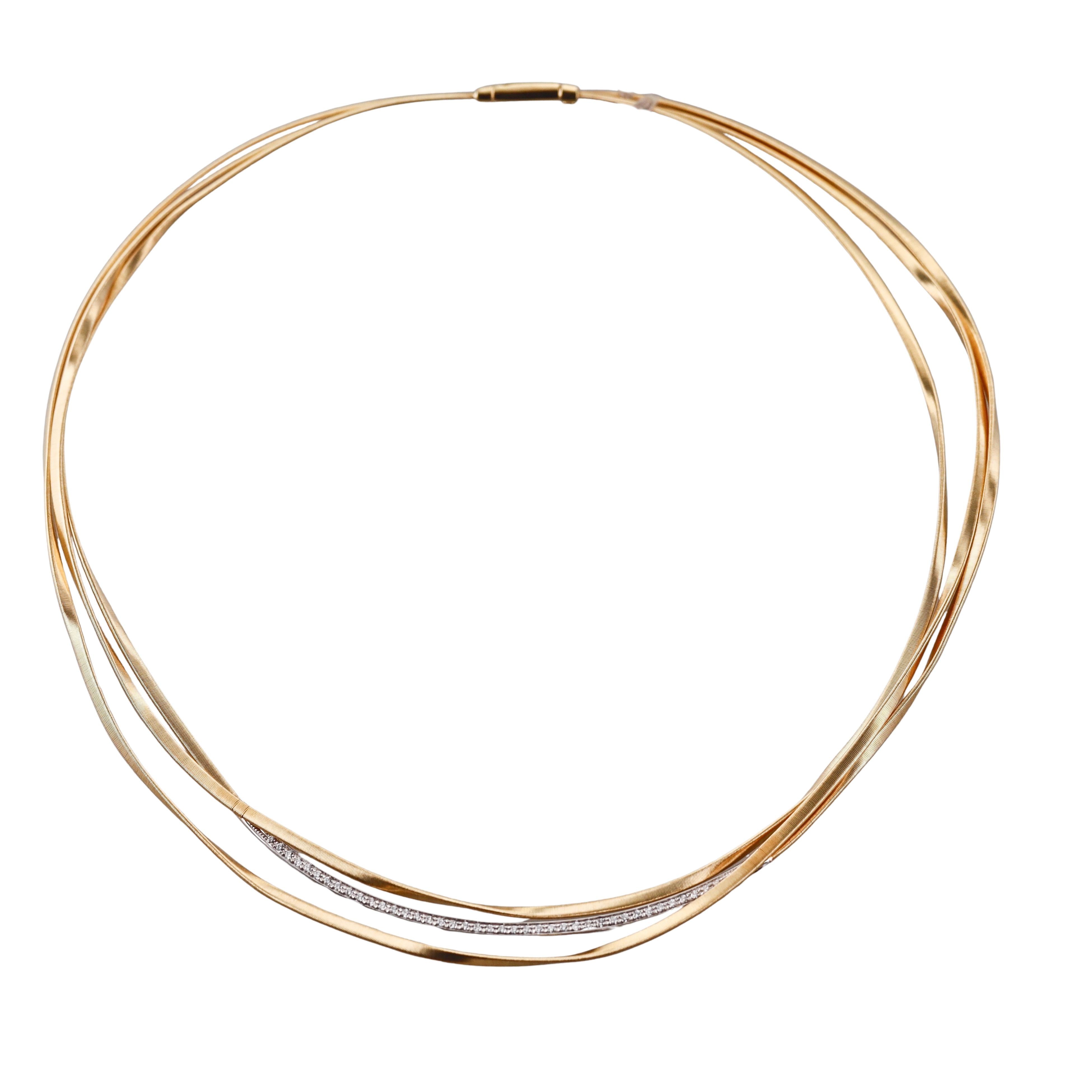 Marco Bicego Marrakech Diamond Gold Three Strand Necklace