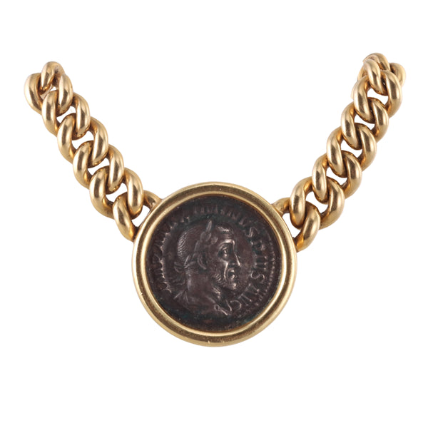 Bulgari Monete Ancient Roman Coin Gold Necklace