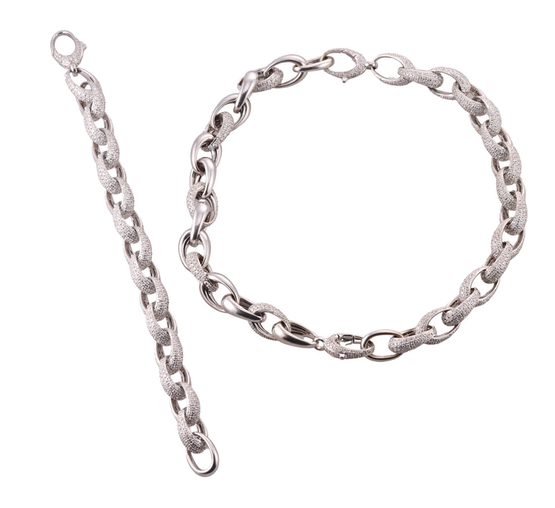 Di Modolo 20.53ctw Diamond Gold Egg Link Bracelet Necklace Set