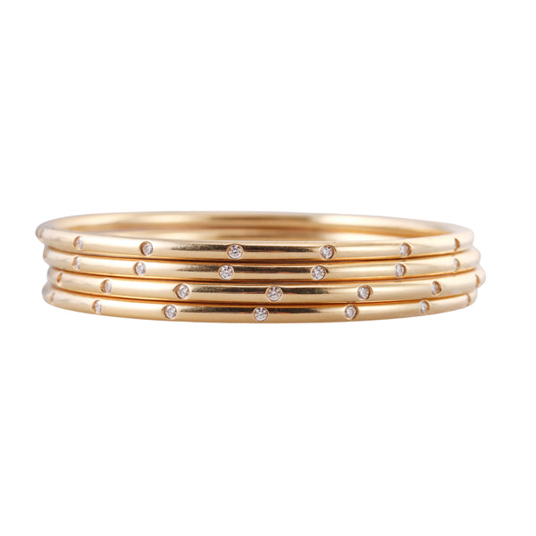 Tiffany & Co Etoile Diamond Gold Bangle Bracelet Set of 4
