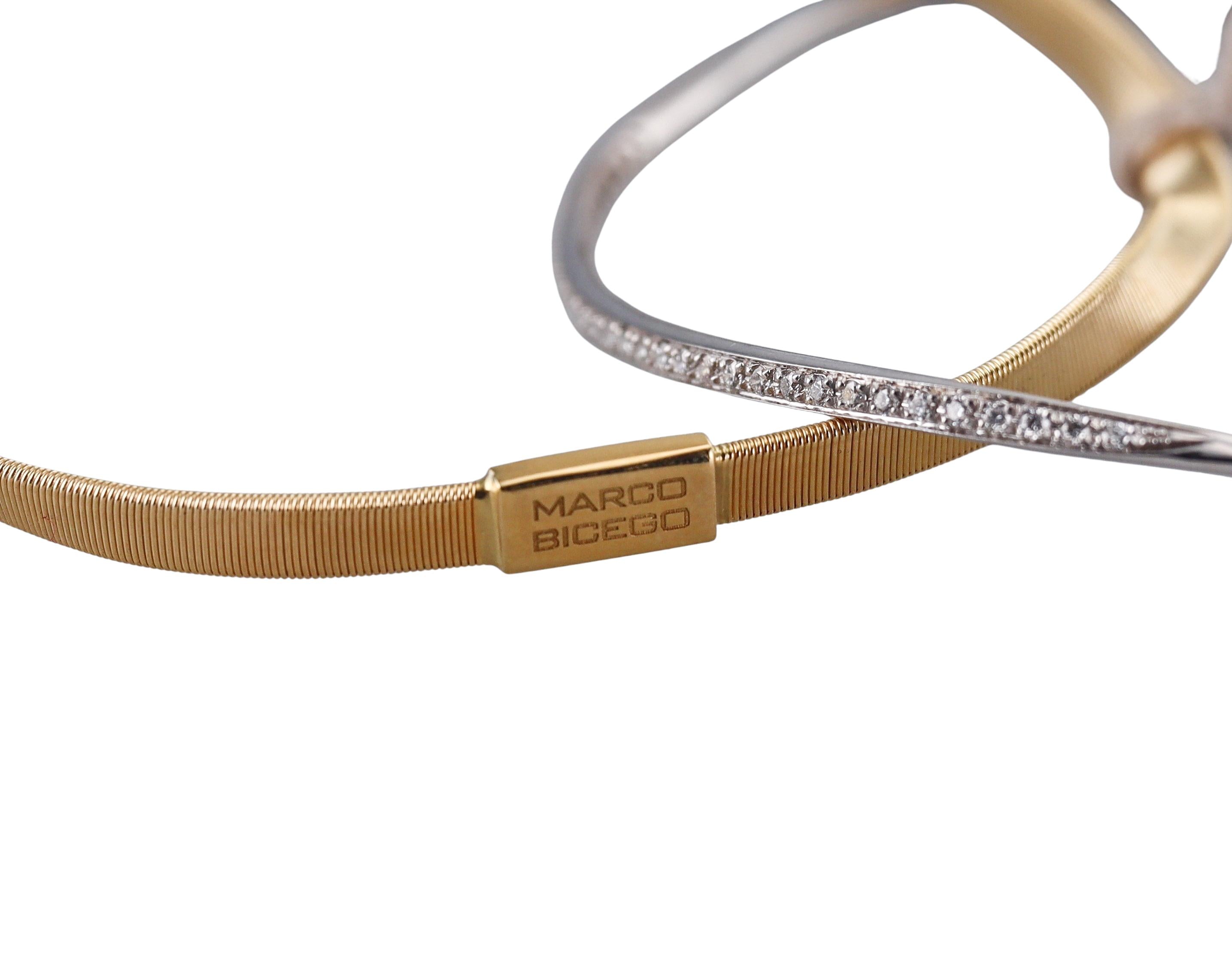 Marco Bicego Marrakech Diamond Gold Interlocked Bangle Bracelet