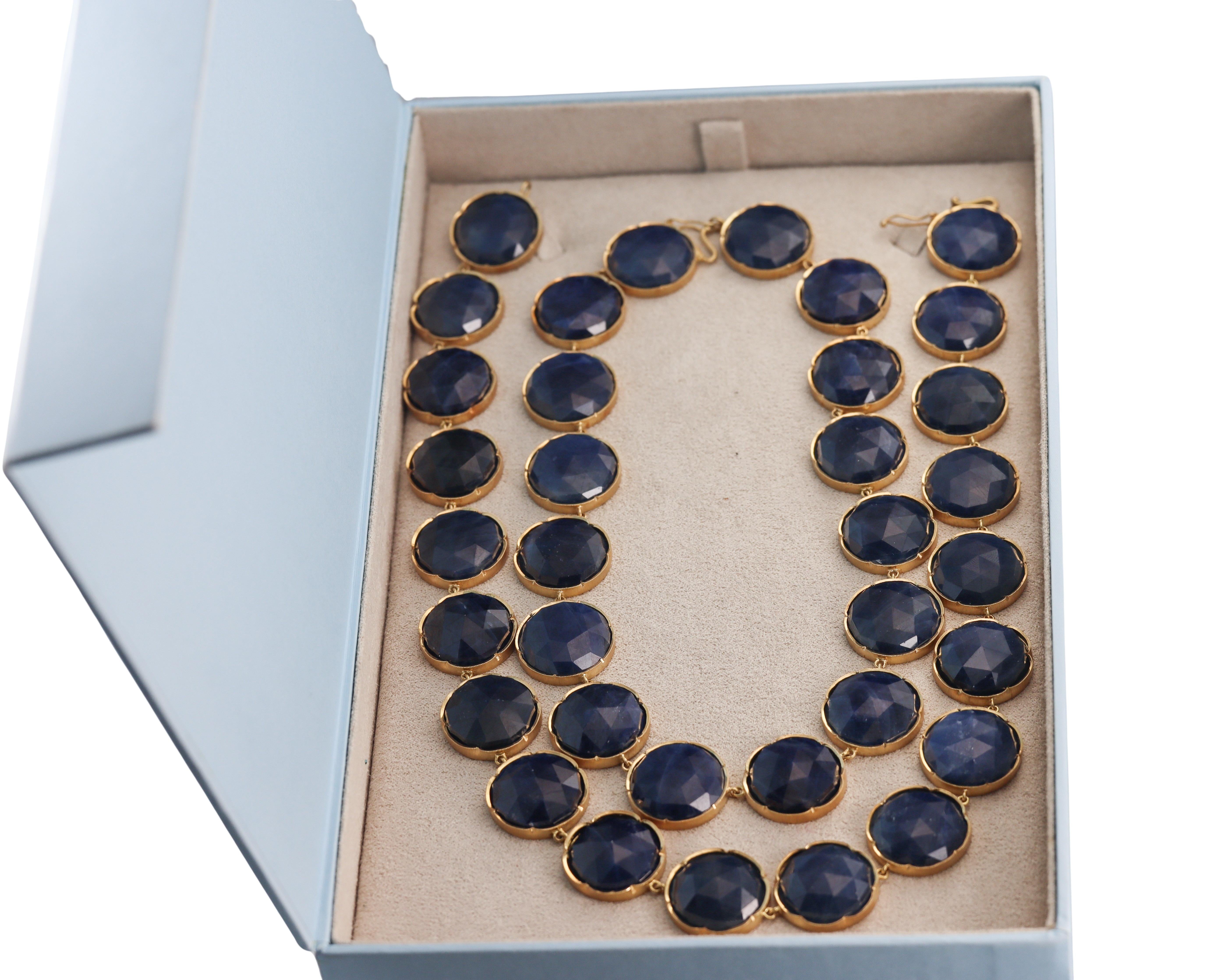 Irene Neuwirth Sapphire Gold Nesting Necklace Set