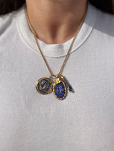 Ancient Inspired Gold Silver Diamond Cupid Heart Pendant