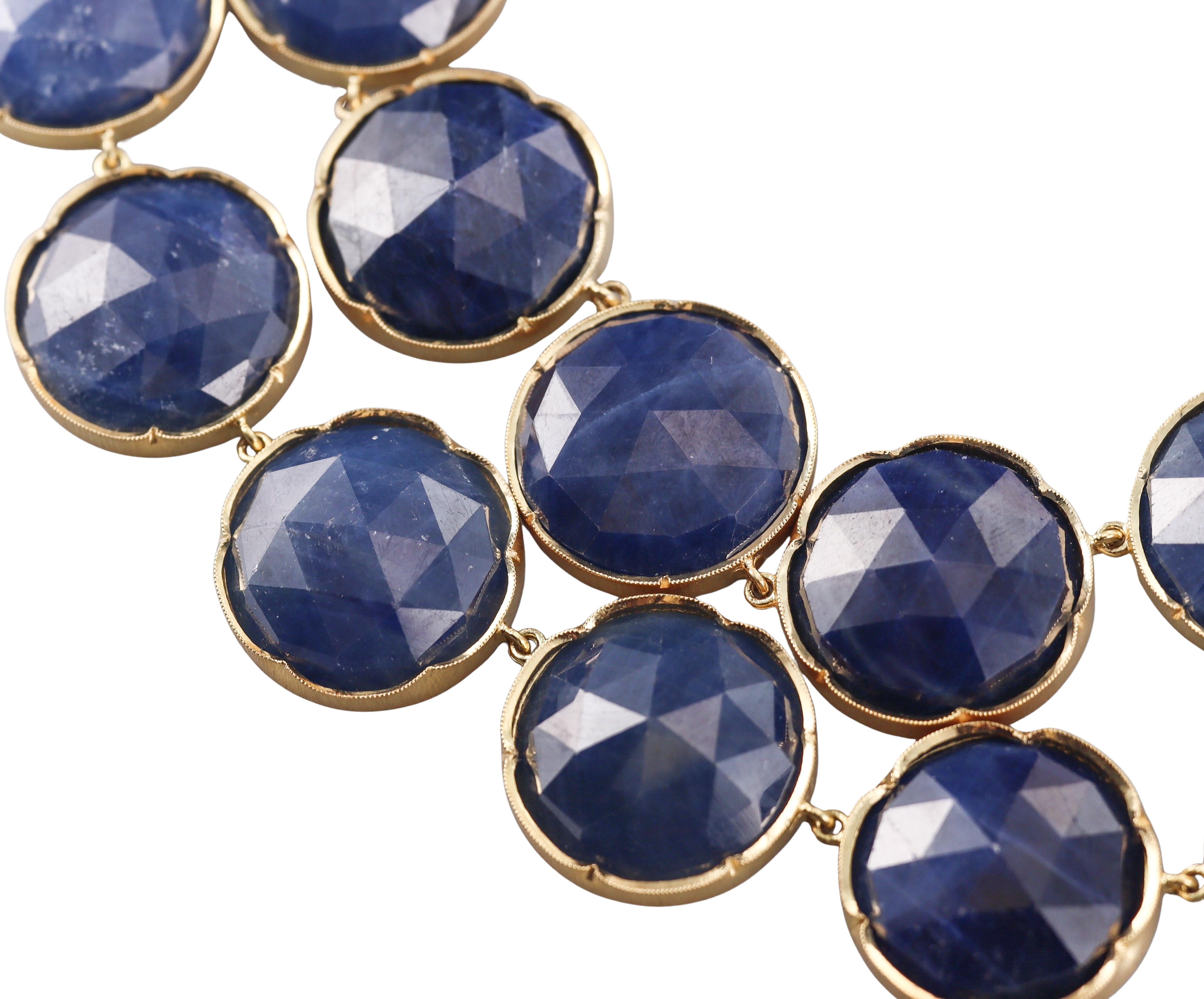 Irene Neuwirth Sapphire Gold Nesting Necklace Set