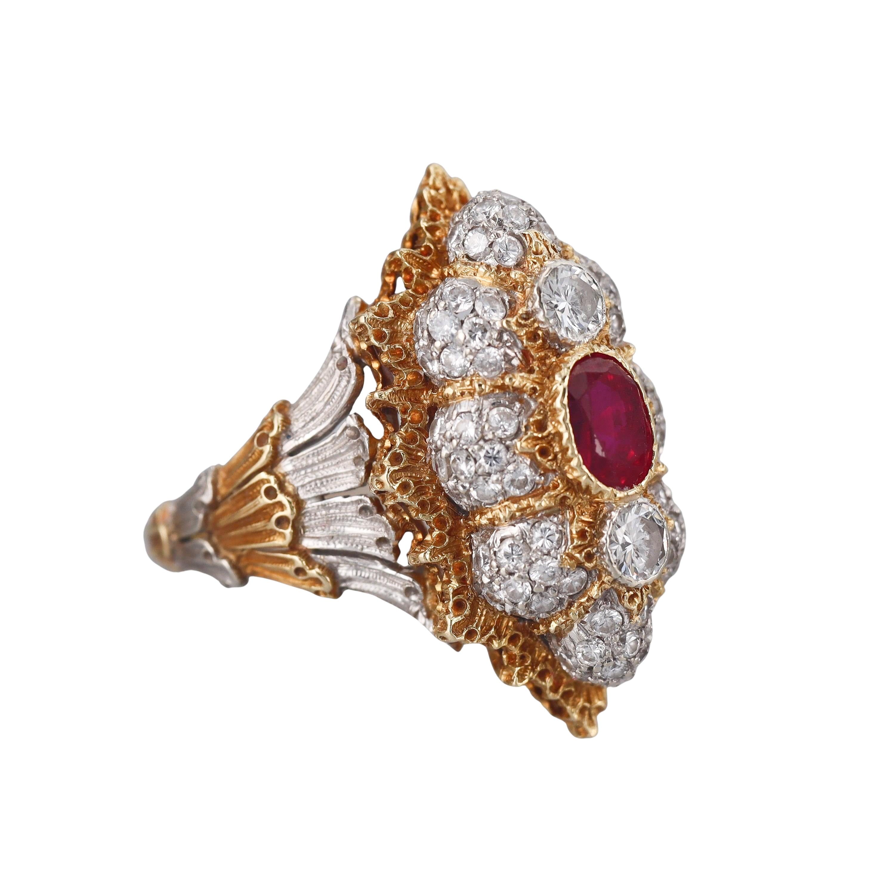 Buccellati Ruby Diamond Gold Ring