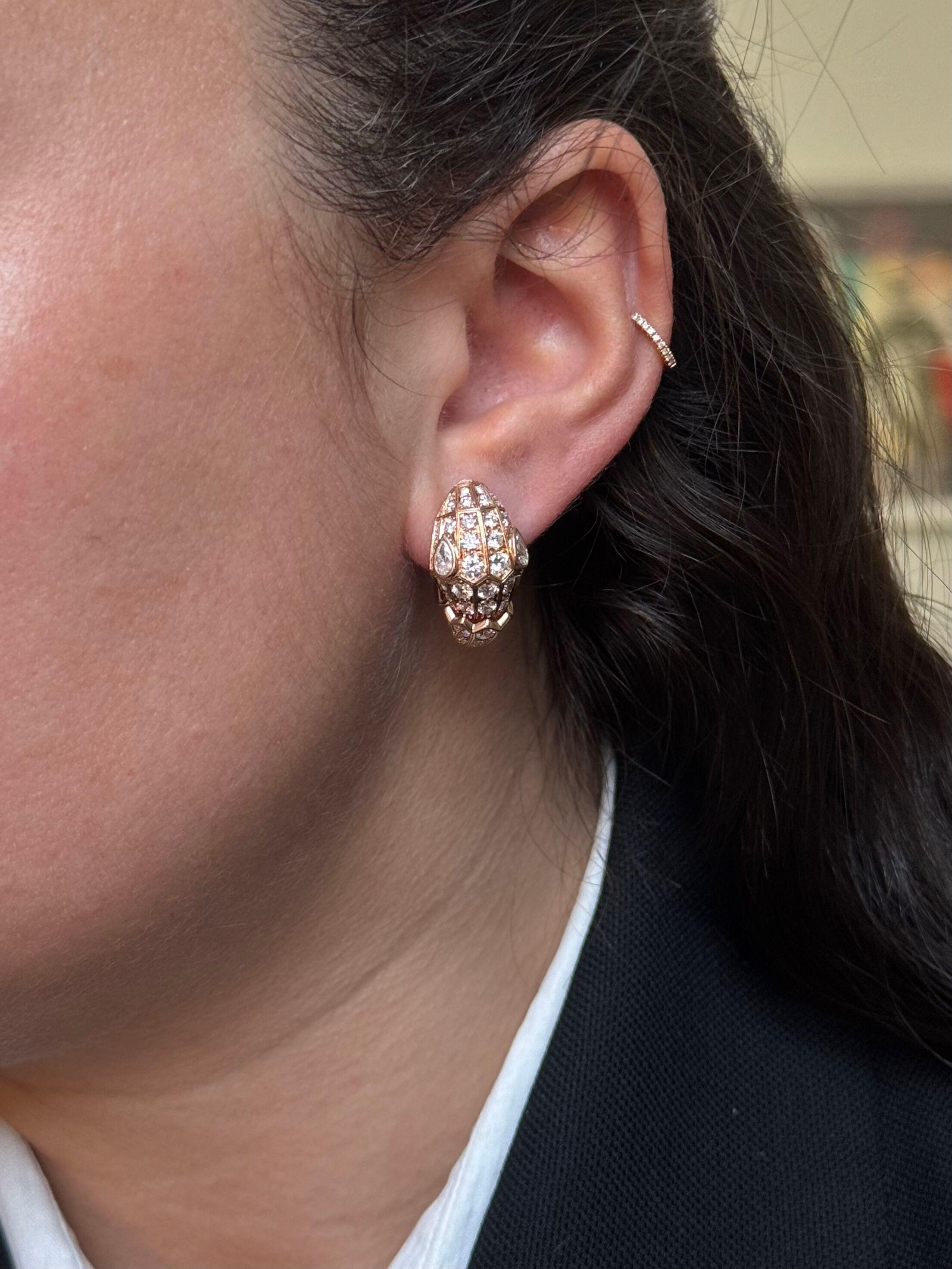 Bulgari Serpenti Diamond Rose Gold Earrings
