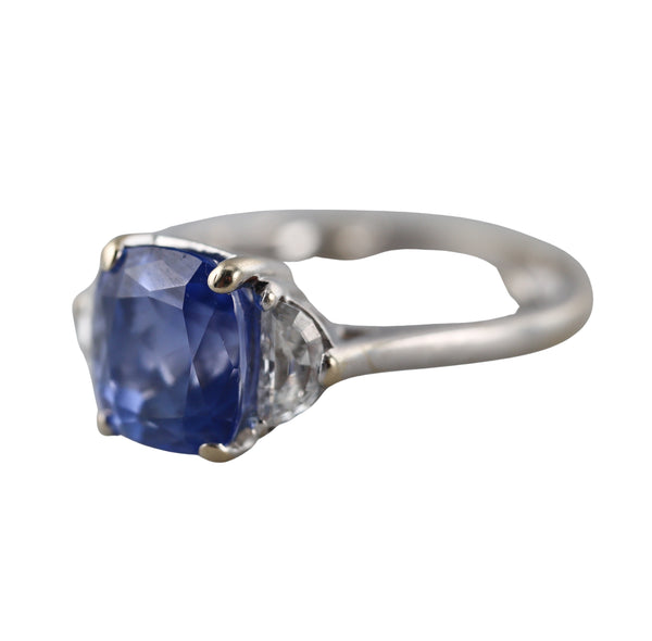 GIA 3.38 Carat No Heat Ceylon Sapphire Diamond Engagement Ring