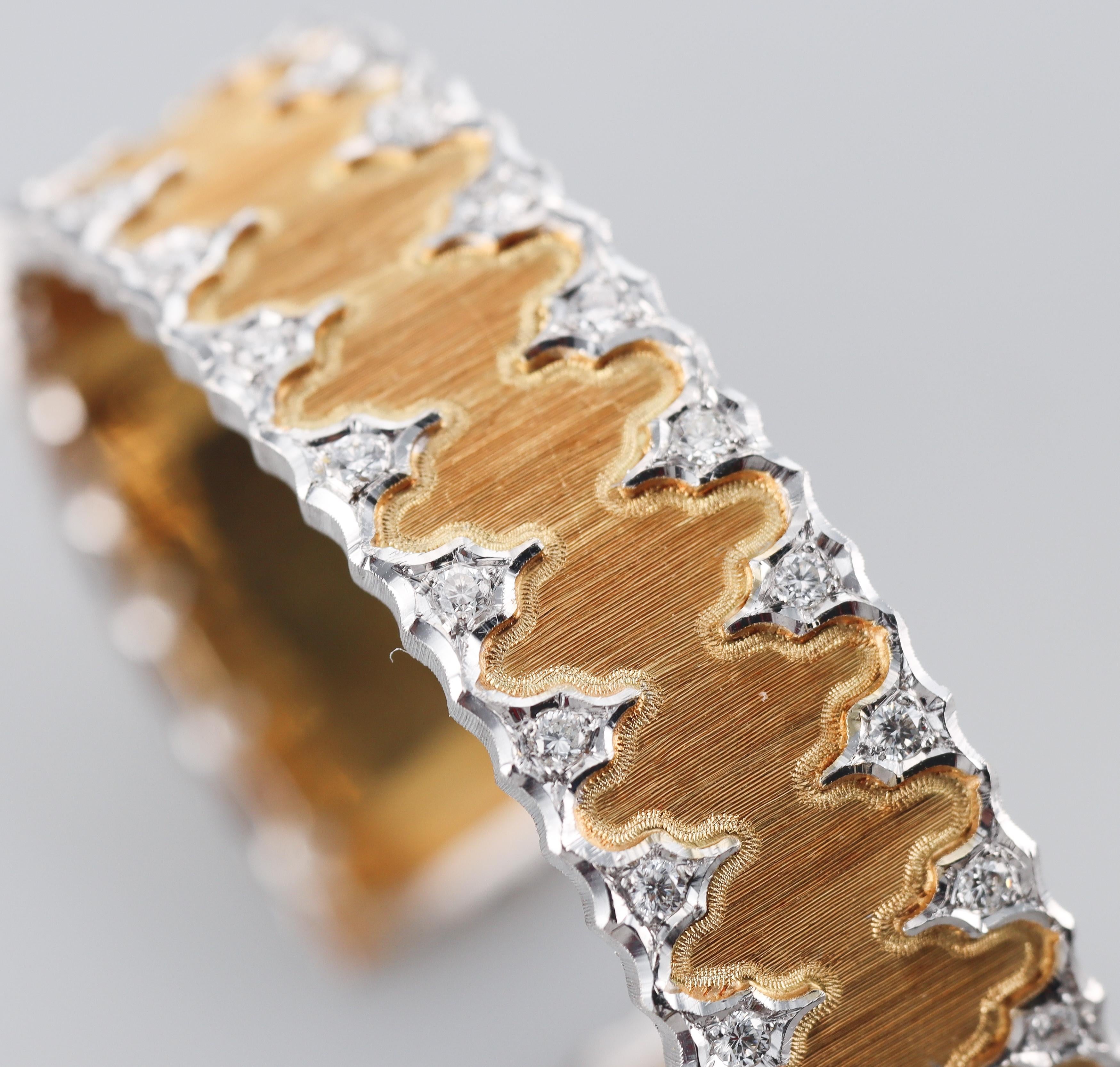 Buccellati Diamond Gold Classic Cuff Bracelet