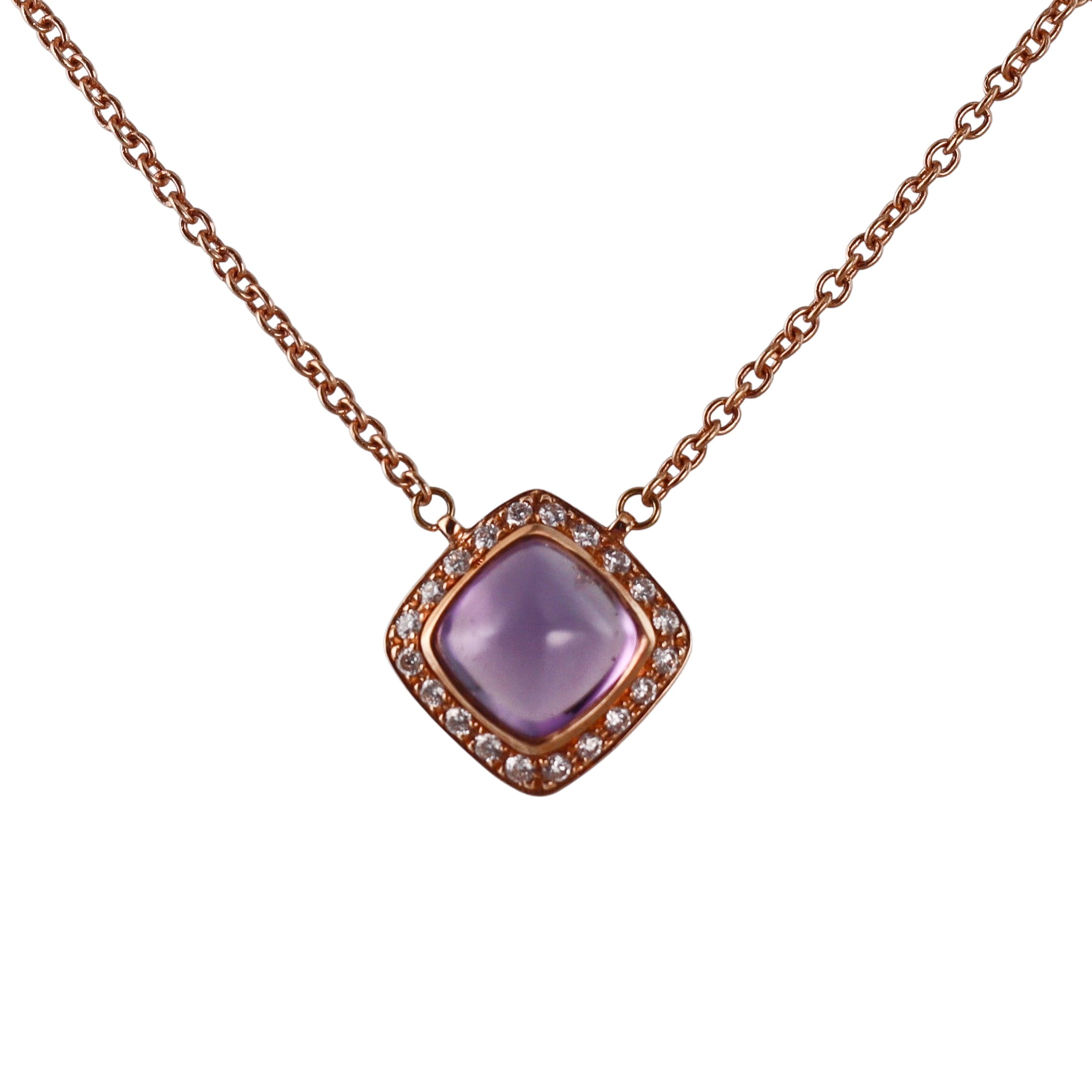 Fred Pain de Sucre Rose Gold Amethyst Diamond Necklace
