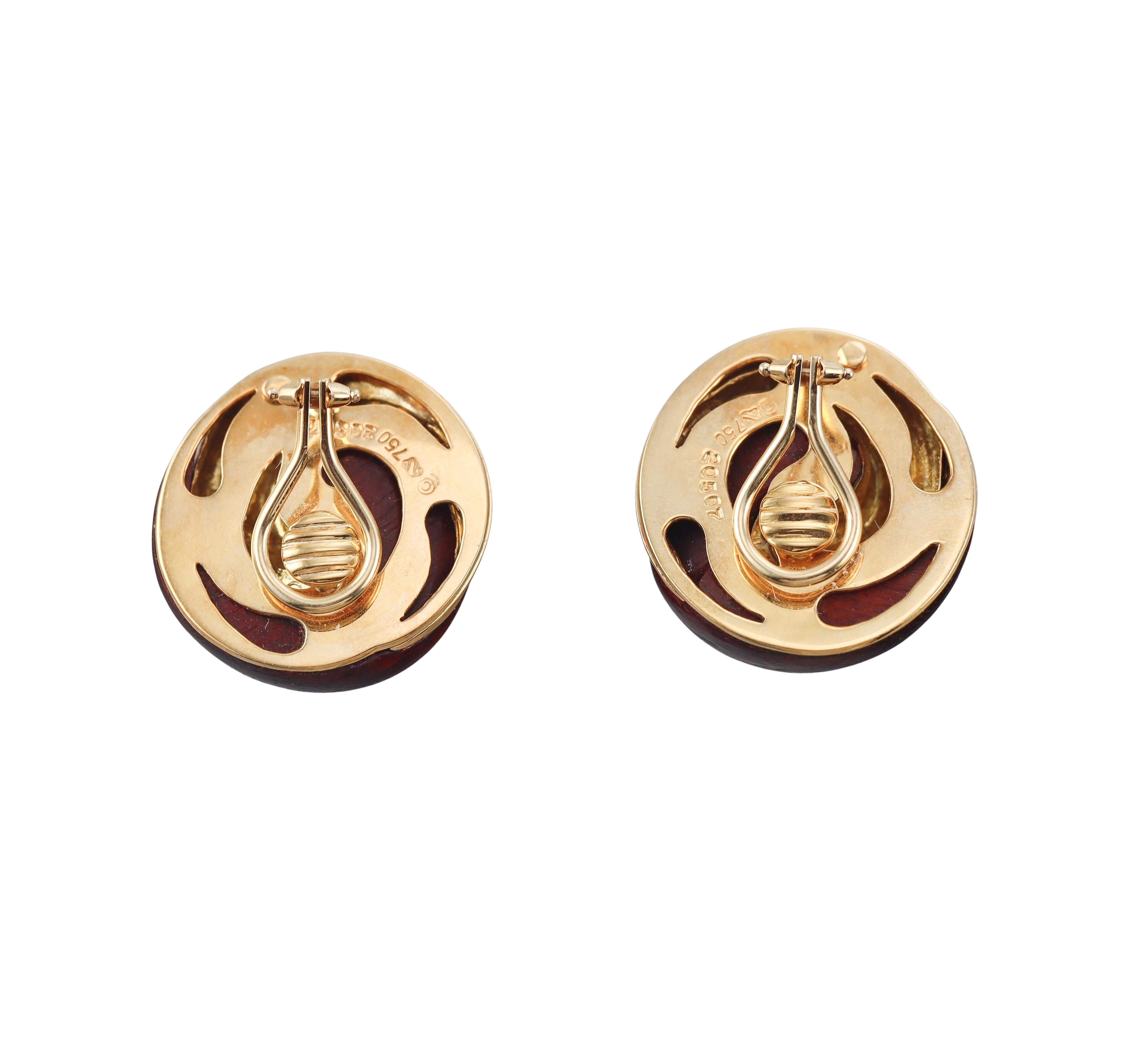 Seaman Schepps Swirl Wood Gold Earrings