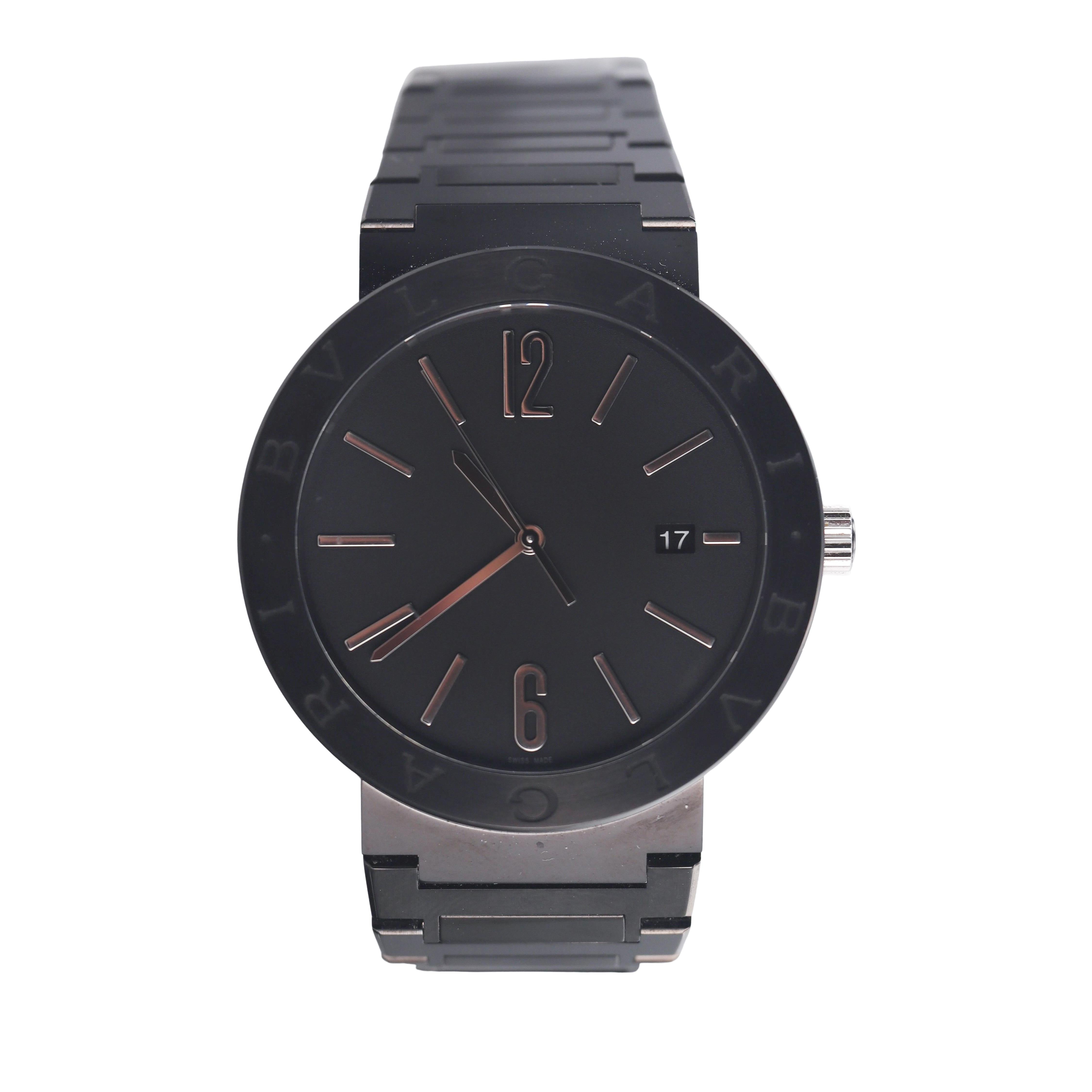 Bulgari Black Stainless Steel Automatic Watch BB 41 S