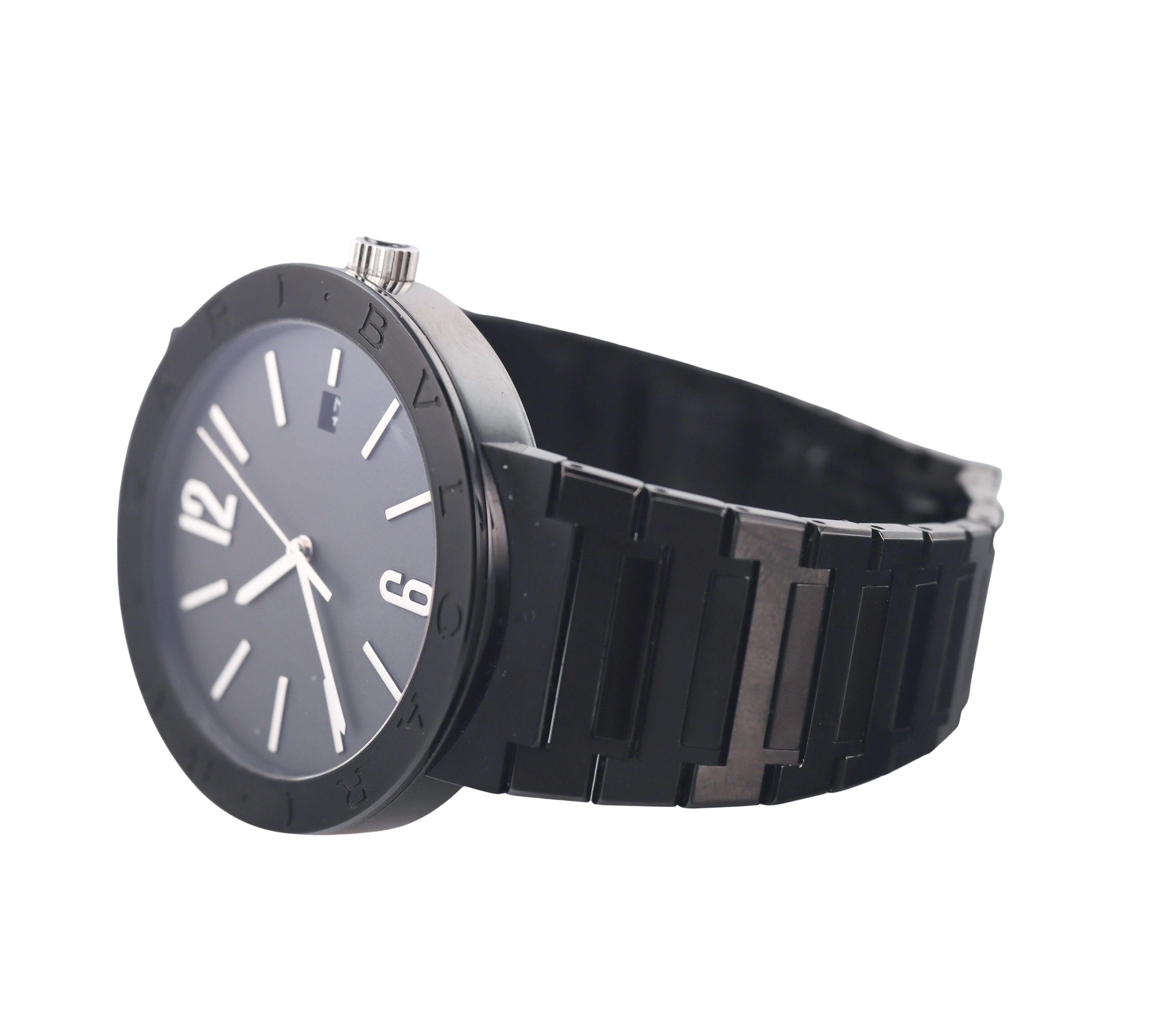 Bulgari Black Stainless Steel Automatic Watch BB 41 S