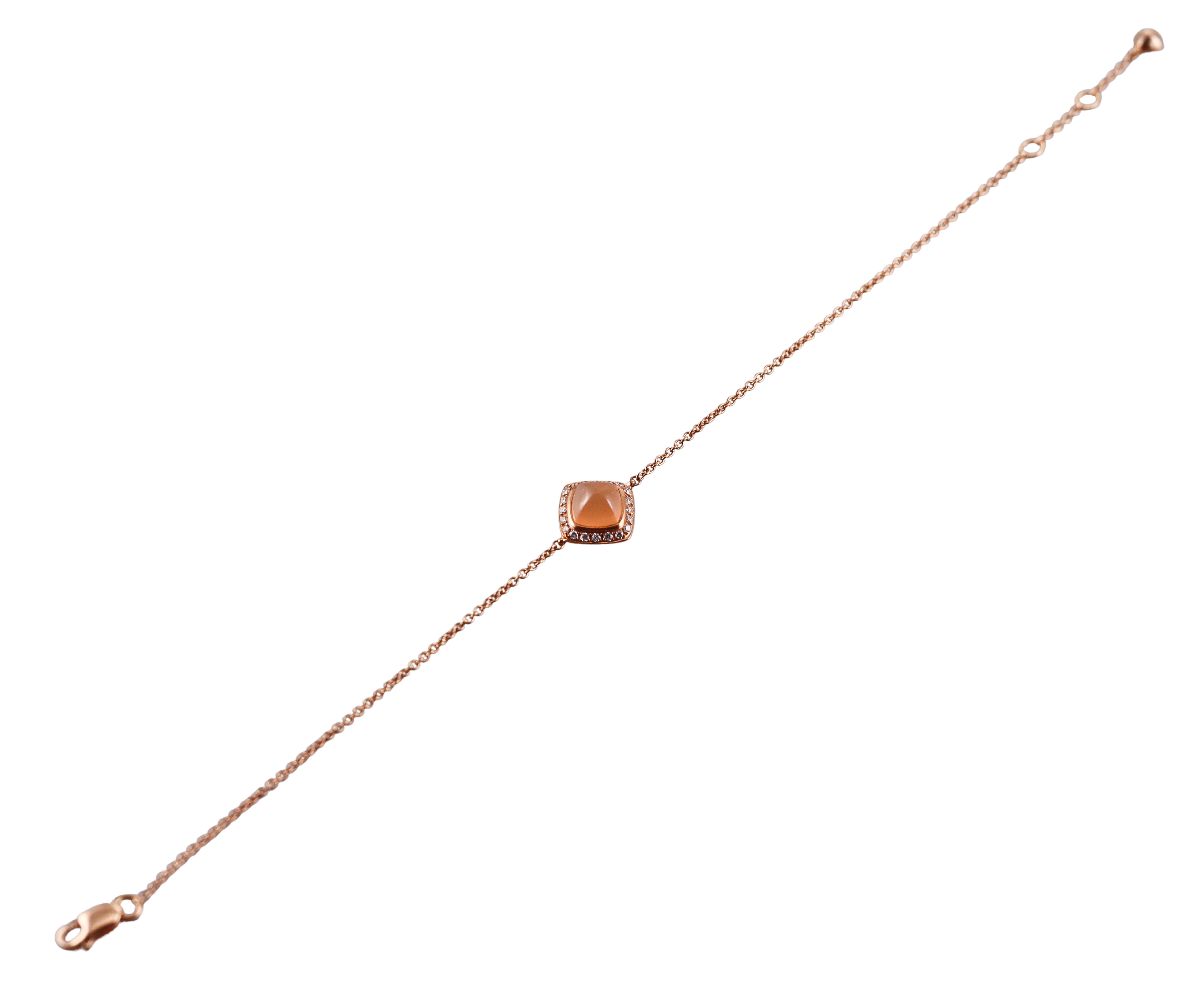 Fred Pain de Sucre Rose Gold Peach Moonstone Diamond Bracelet