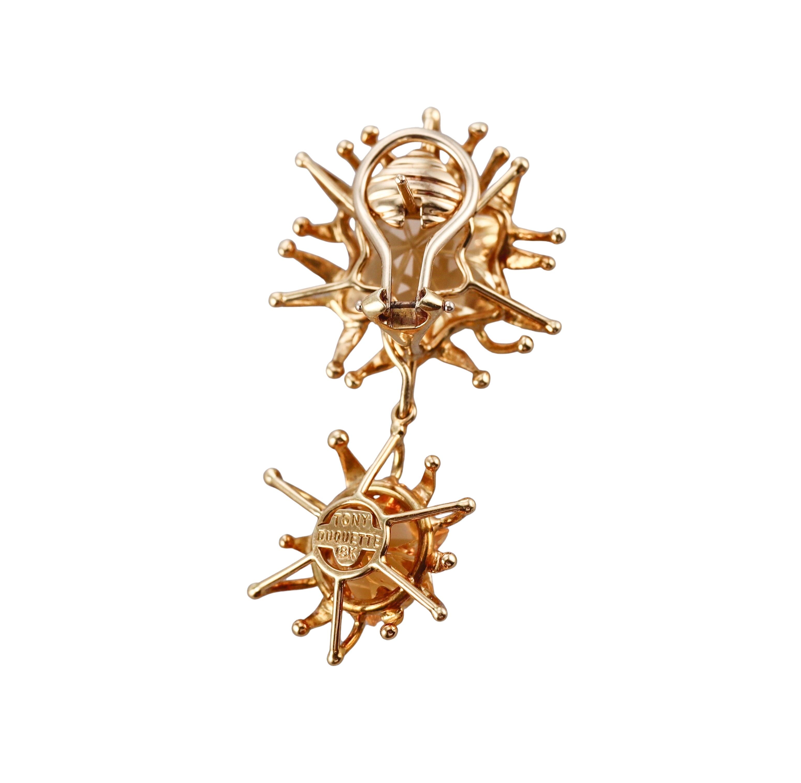 Tony Duquette Citrine Gold Day Night Earrings