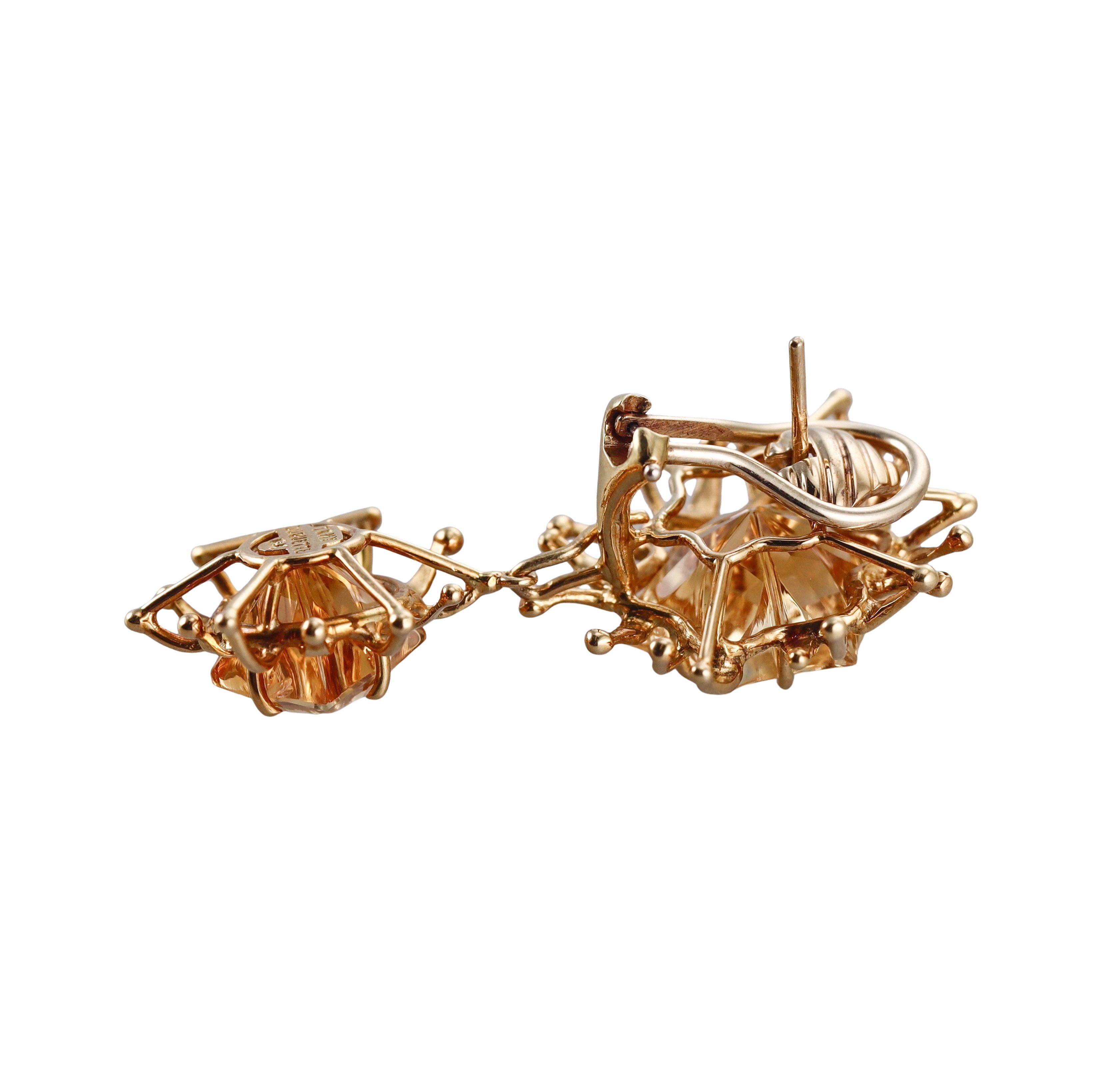 Tony Duquette Citrine Gold Day Night Earrings