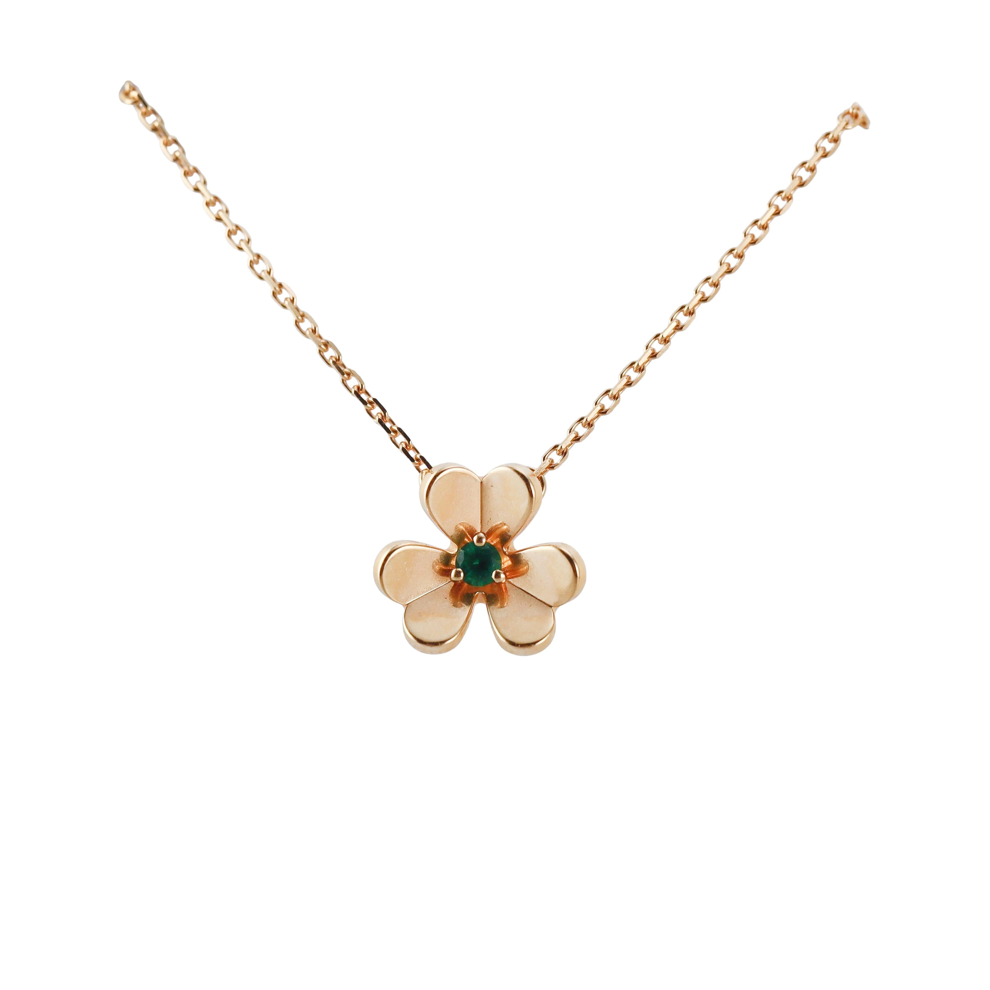 Van Cleef & Arpels Frivole Emerald Gold Pendant Necklace