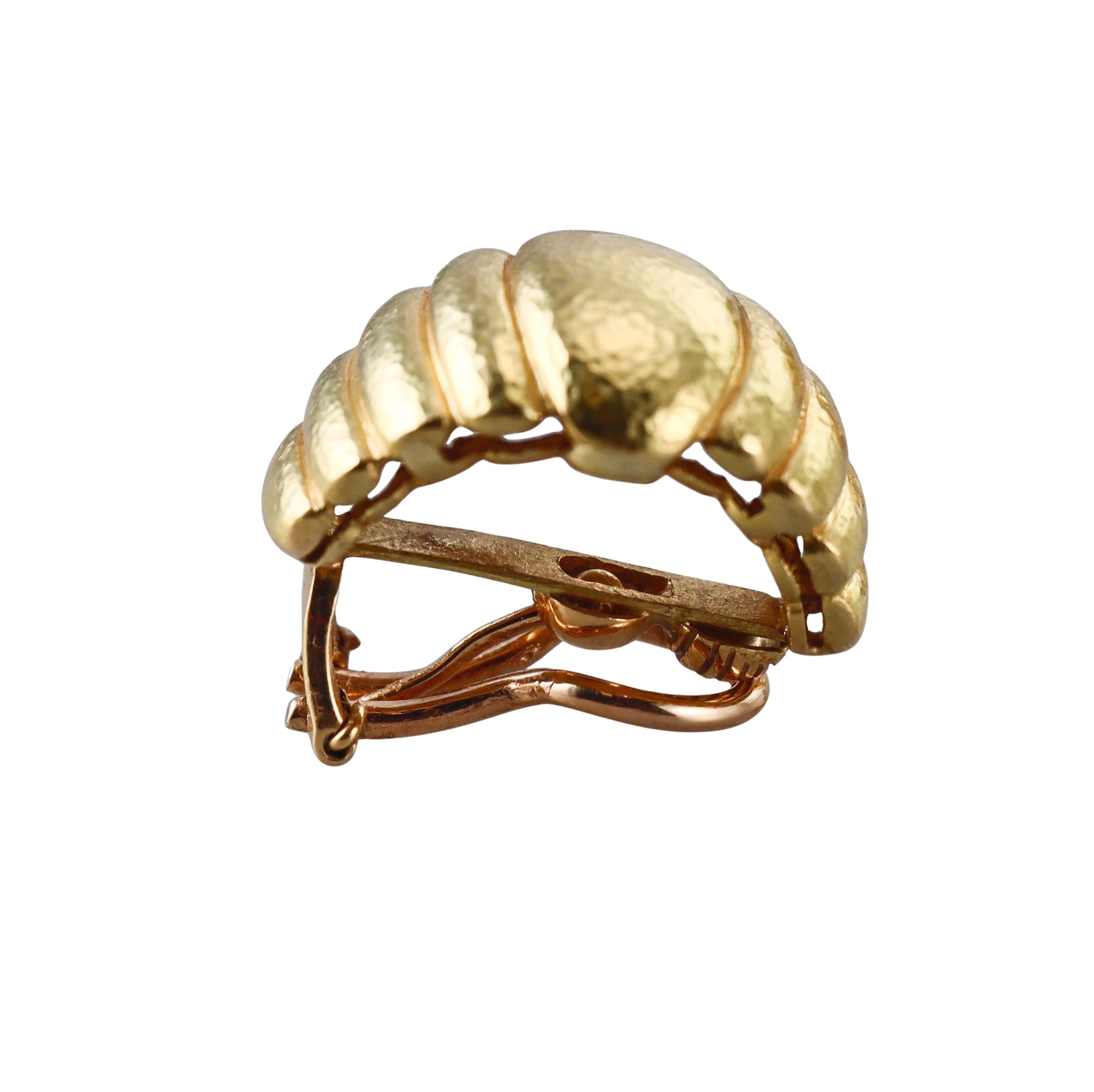 Elizabeth Locke Hammered Gold Hoop Earrings