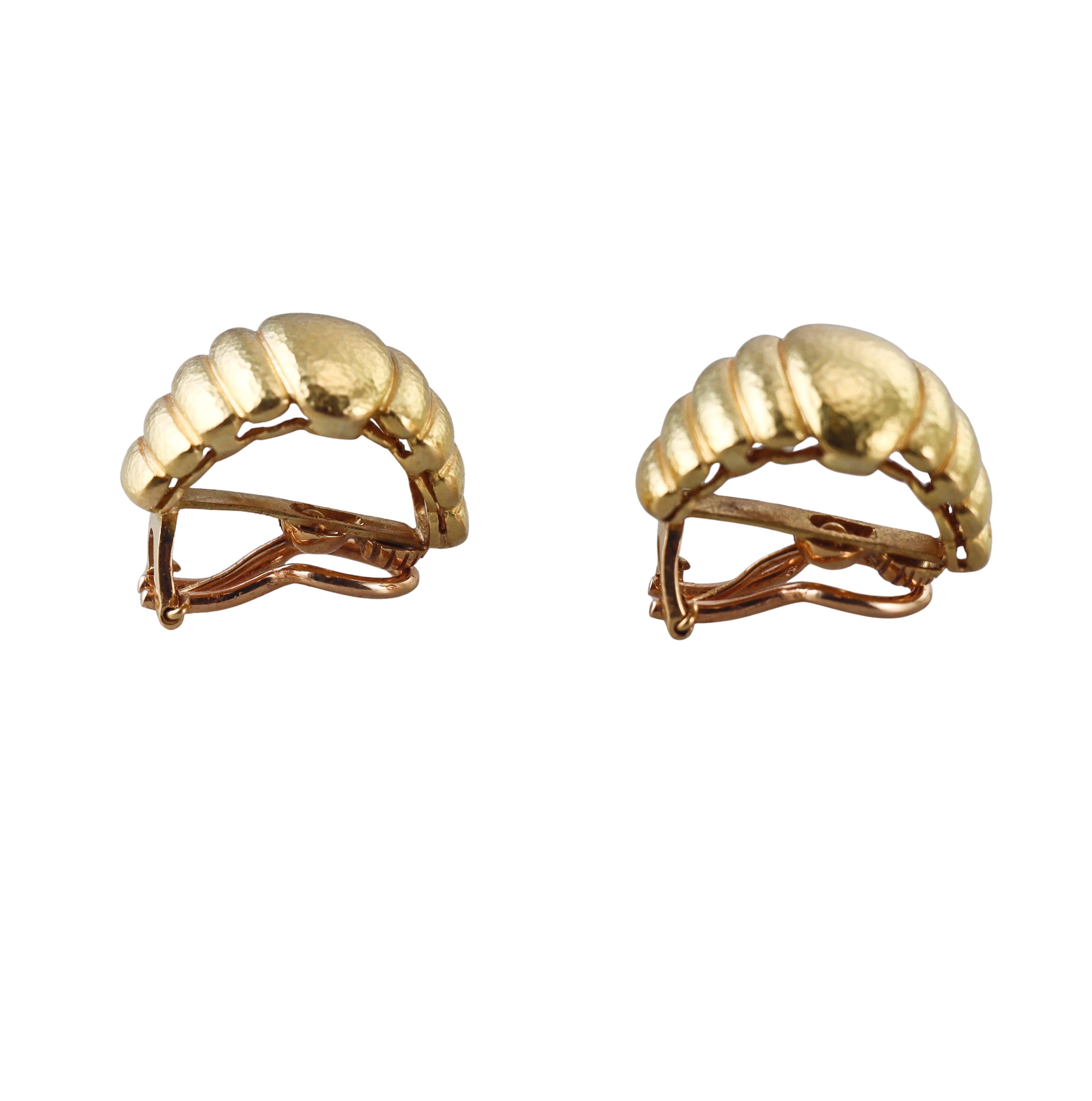 Elizabeth Locke Hammered Gold Hoop Earrings