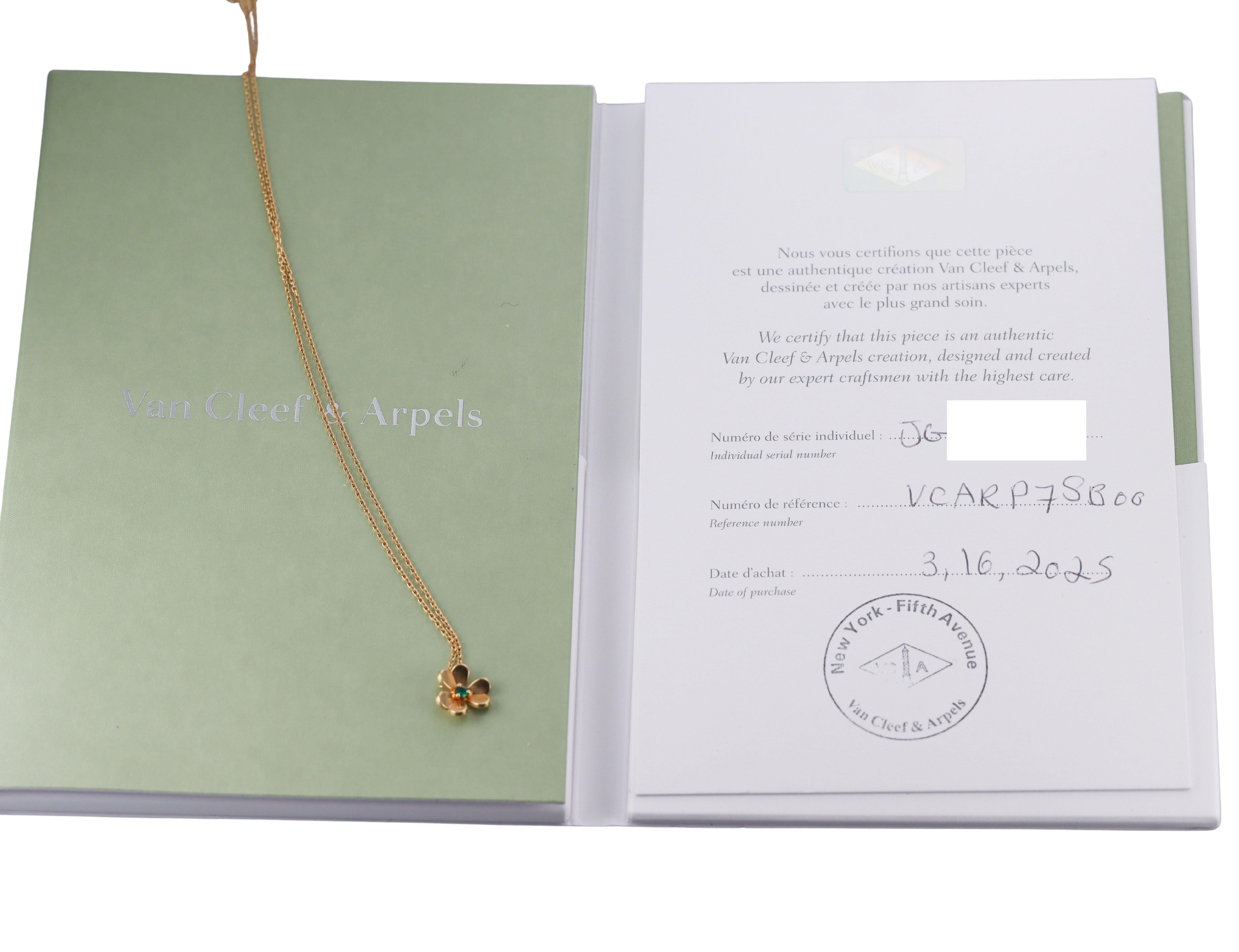 Van Cleef & Arpels Frivole Emerald Gold Pendant Necklace