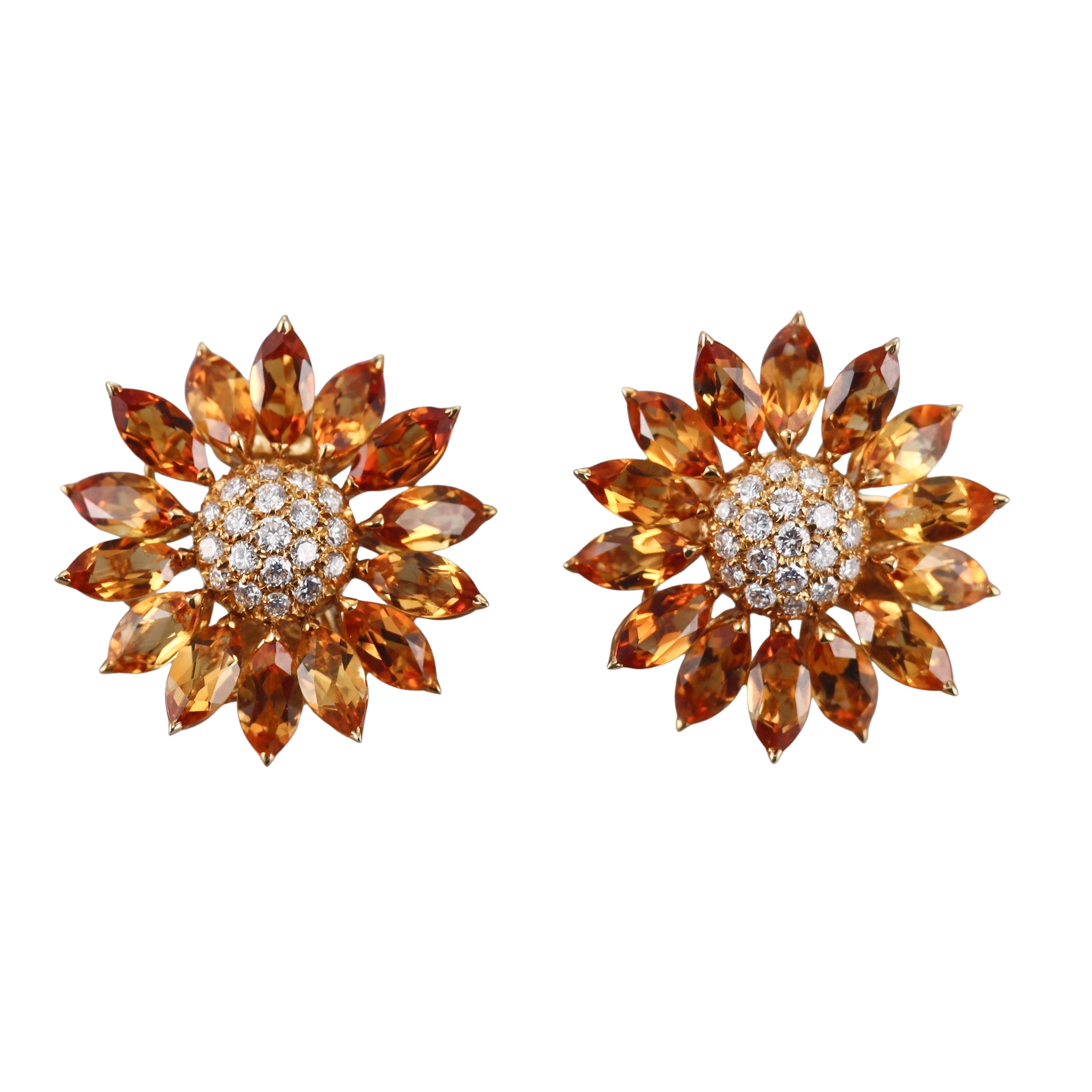 Asprey Daisy Heritage Citrine Diamond Gold Earrings