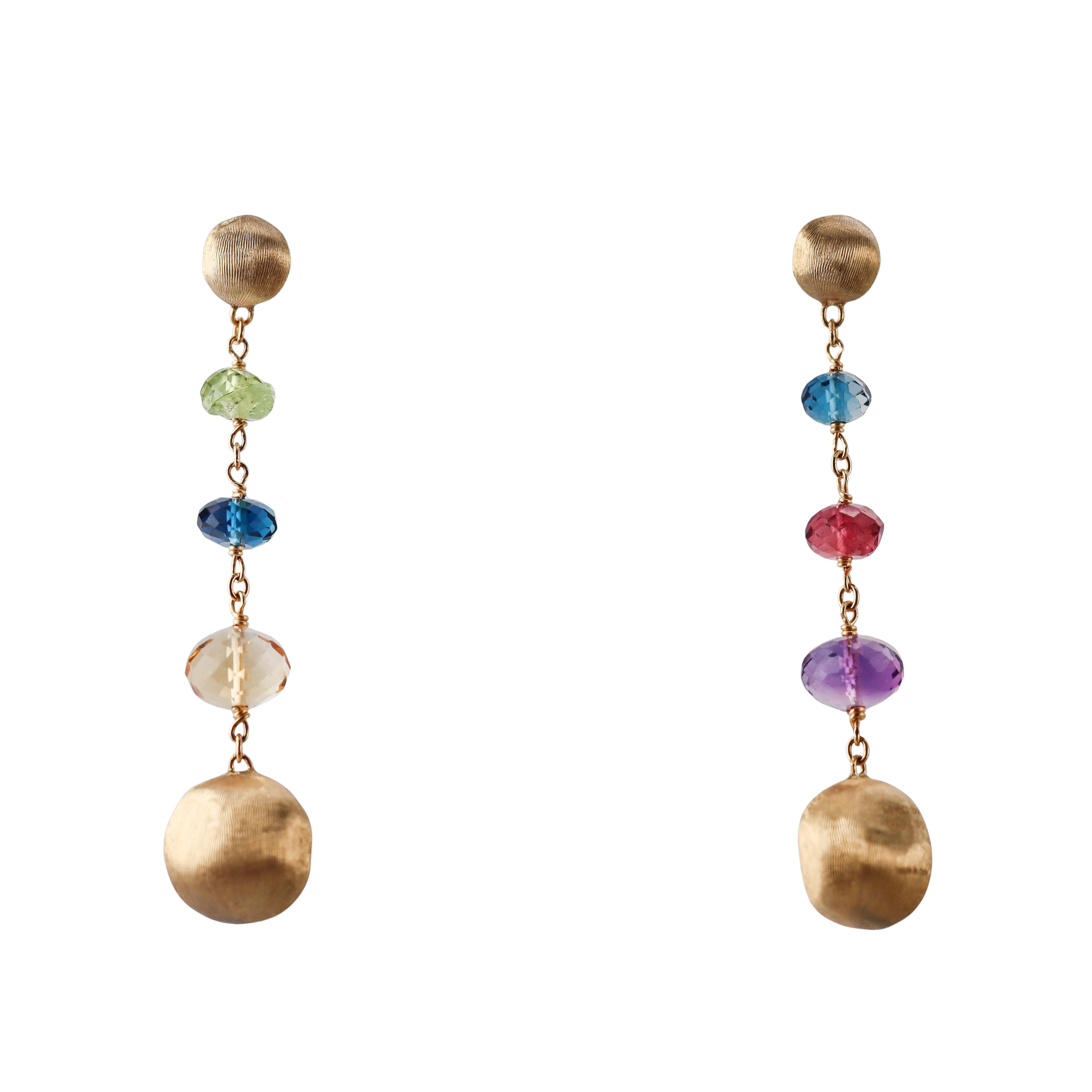 Marco Bicego Africa Gemstone Gold Drop Earrings