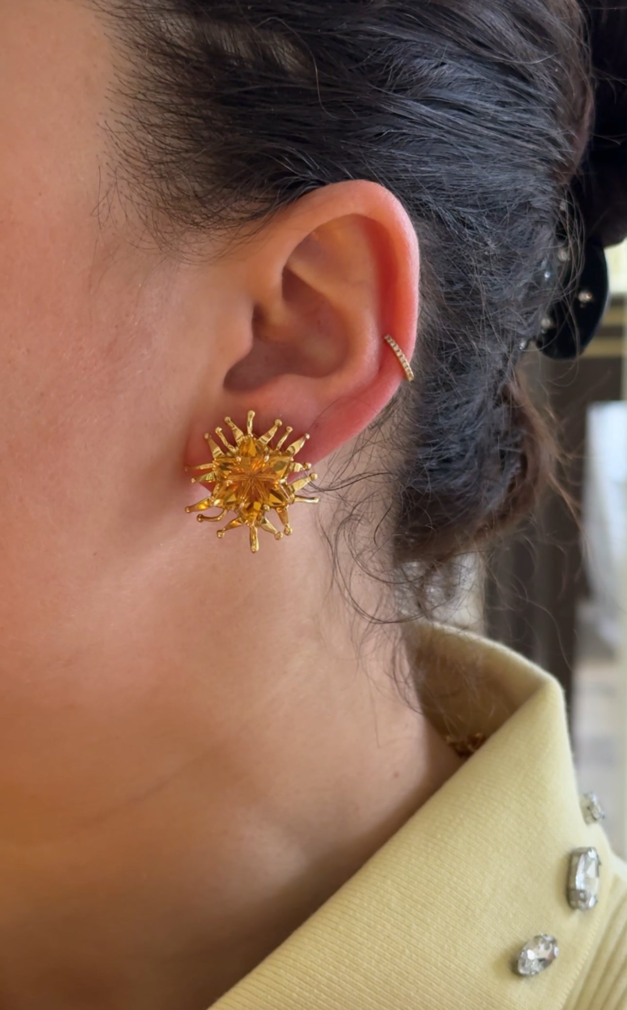 Tony Duquette Citrine Gold Day Night Earrings