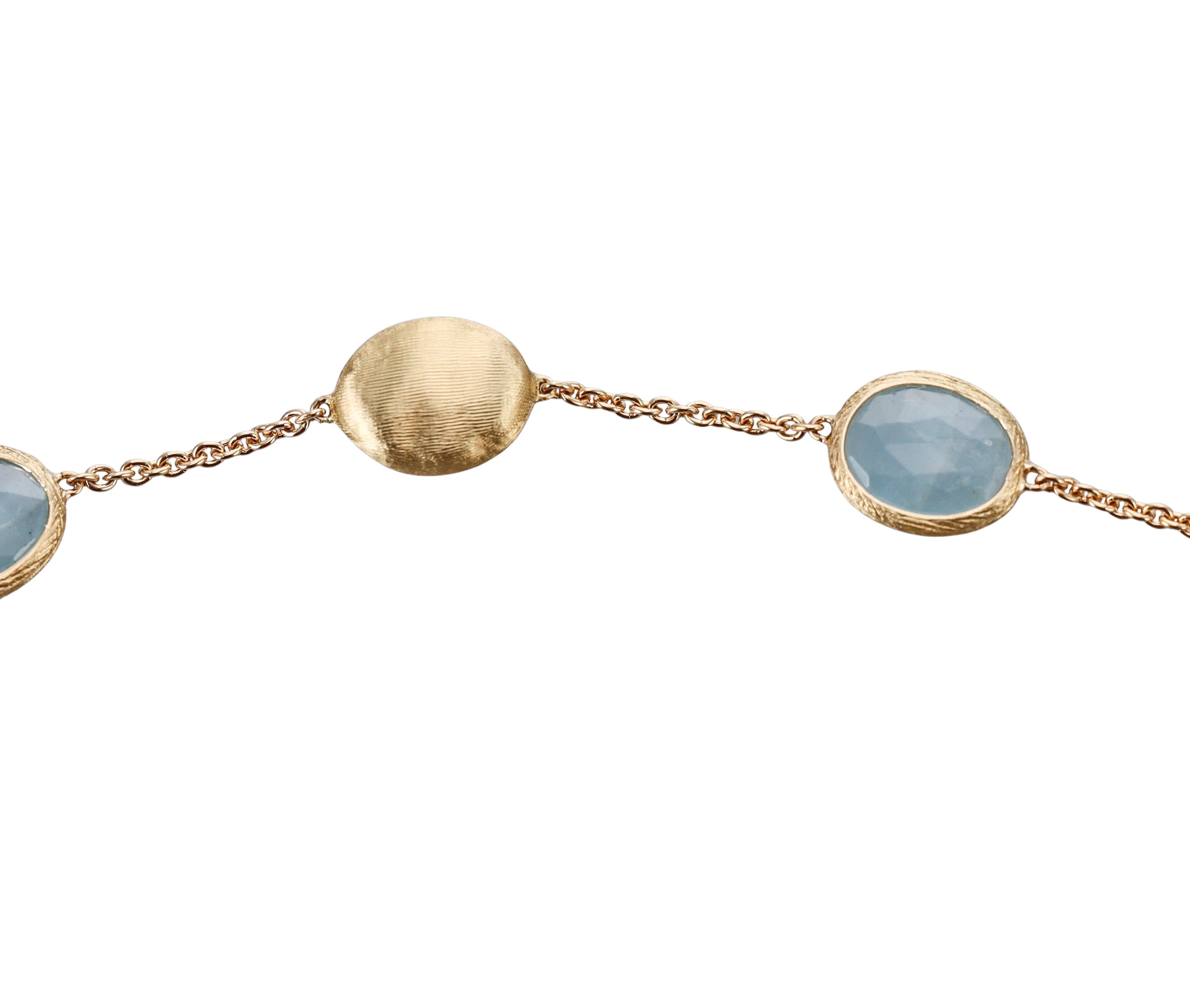 Marco Bicego Siviglia Aquamarine Diamond Gold Lariat Necklace