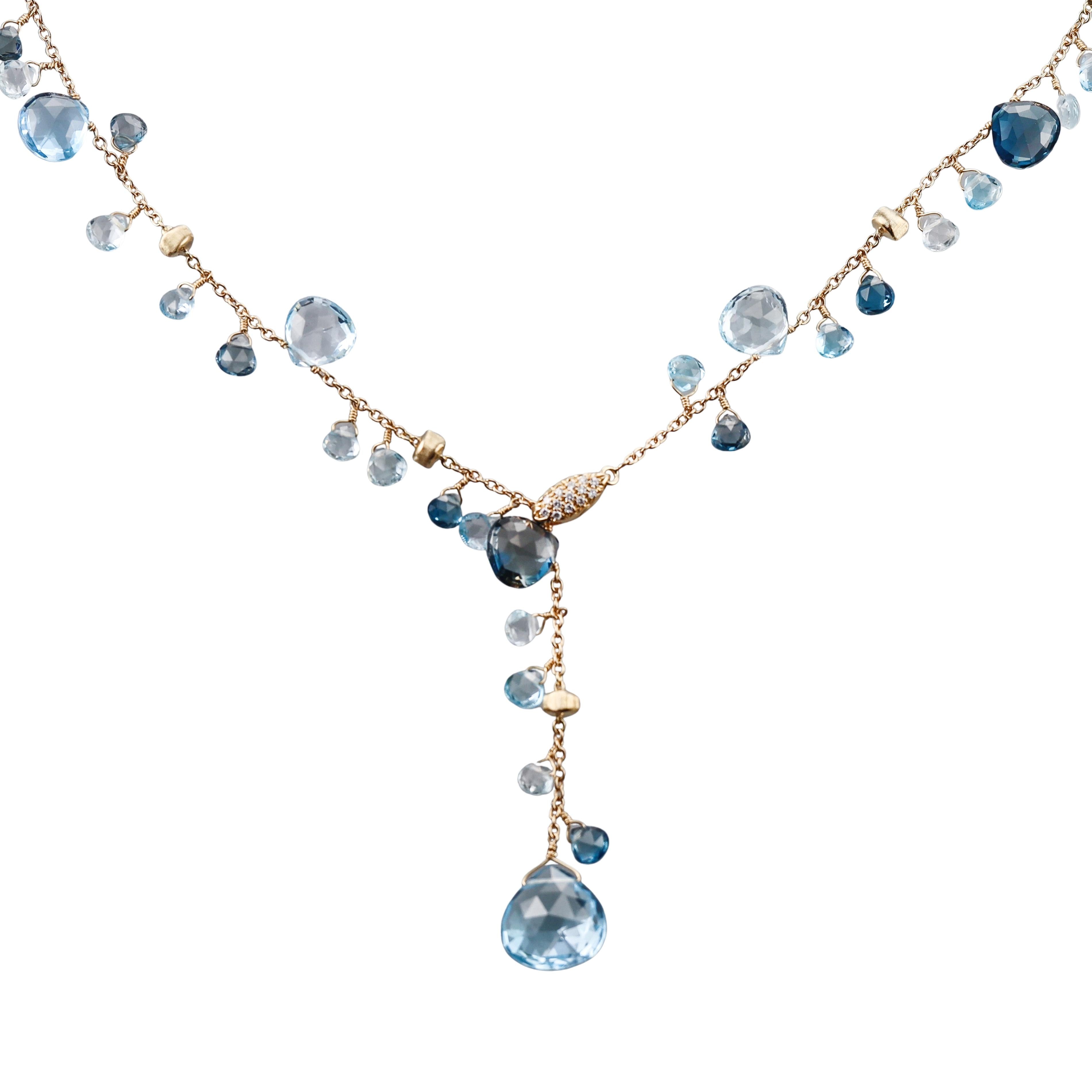 Marco Bicego Paradise Topaz Diamond Gold Lariat Necklace