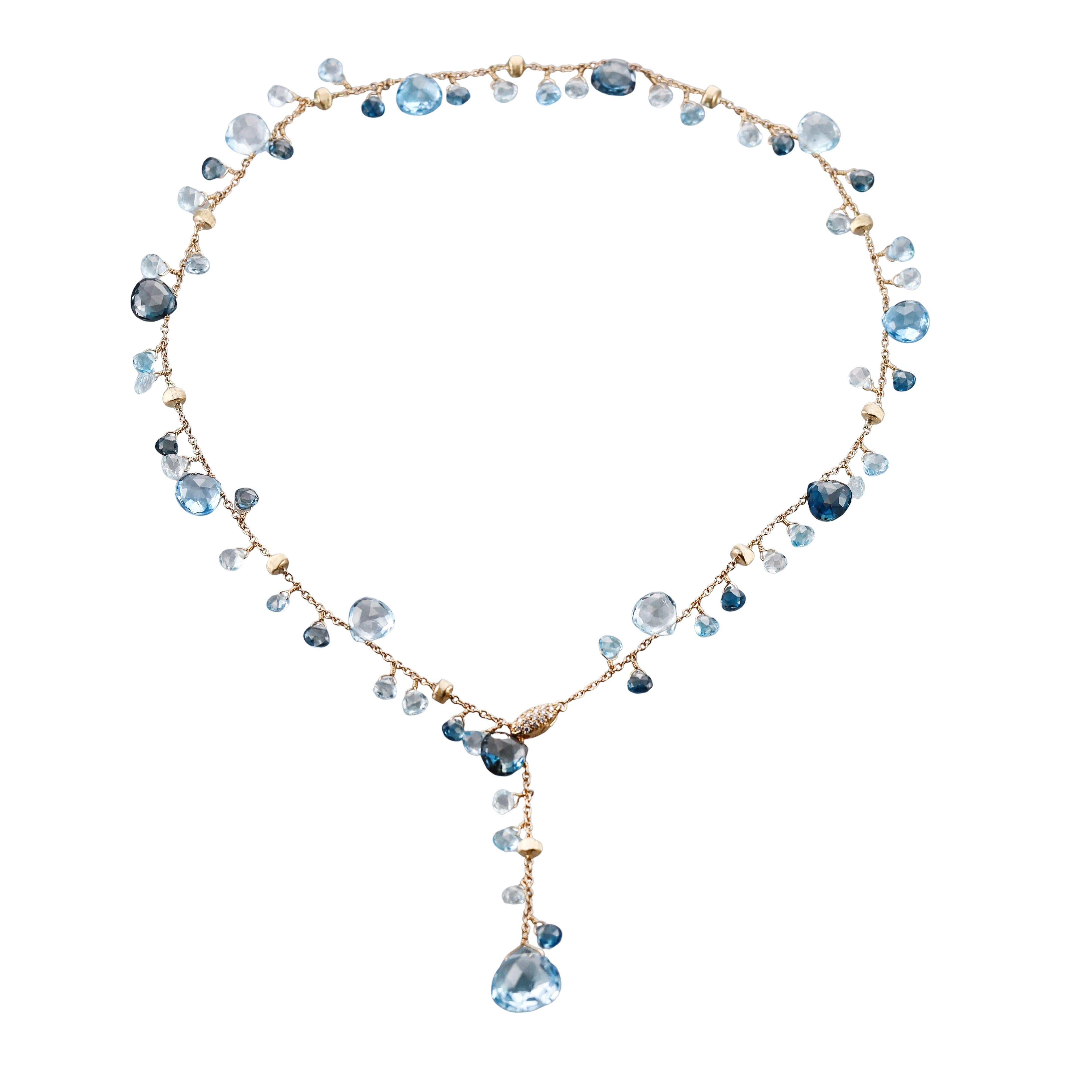 Marco Bicego Paradise Topaz Diamond Gold Lariat Necklace
