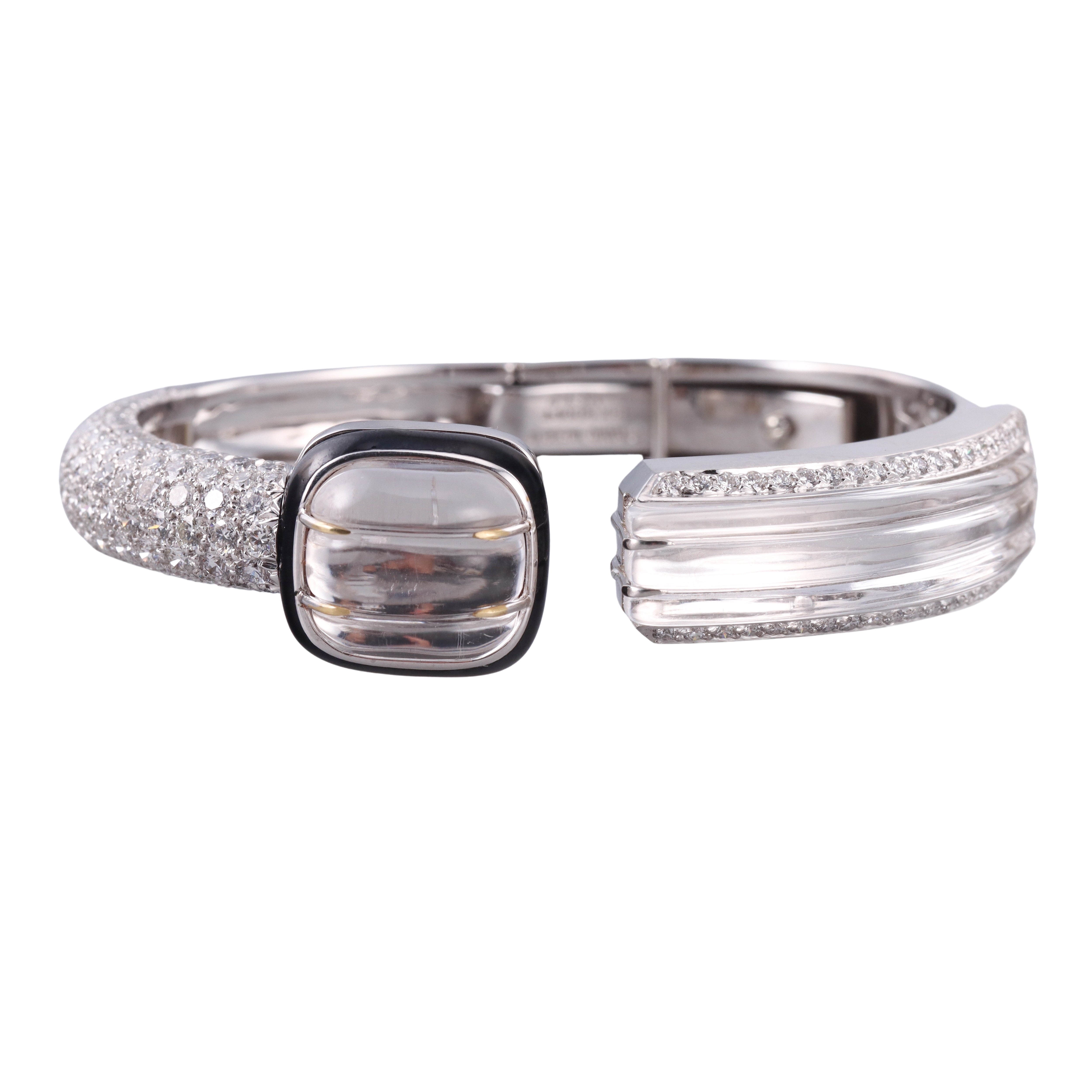 David Webb Enamel Crystal Diamond Gold Platinum Comet Bracelet