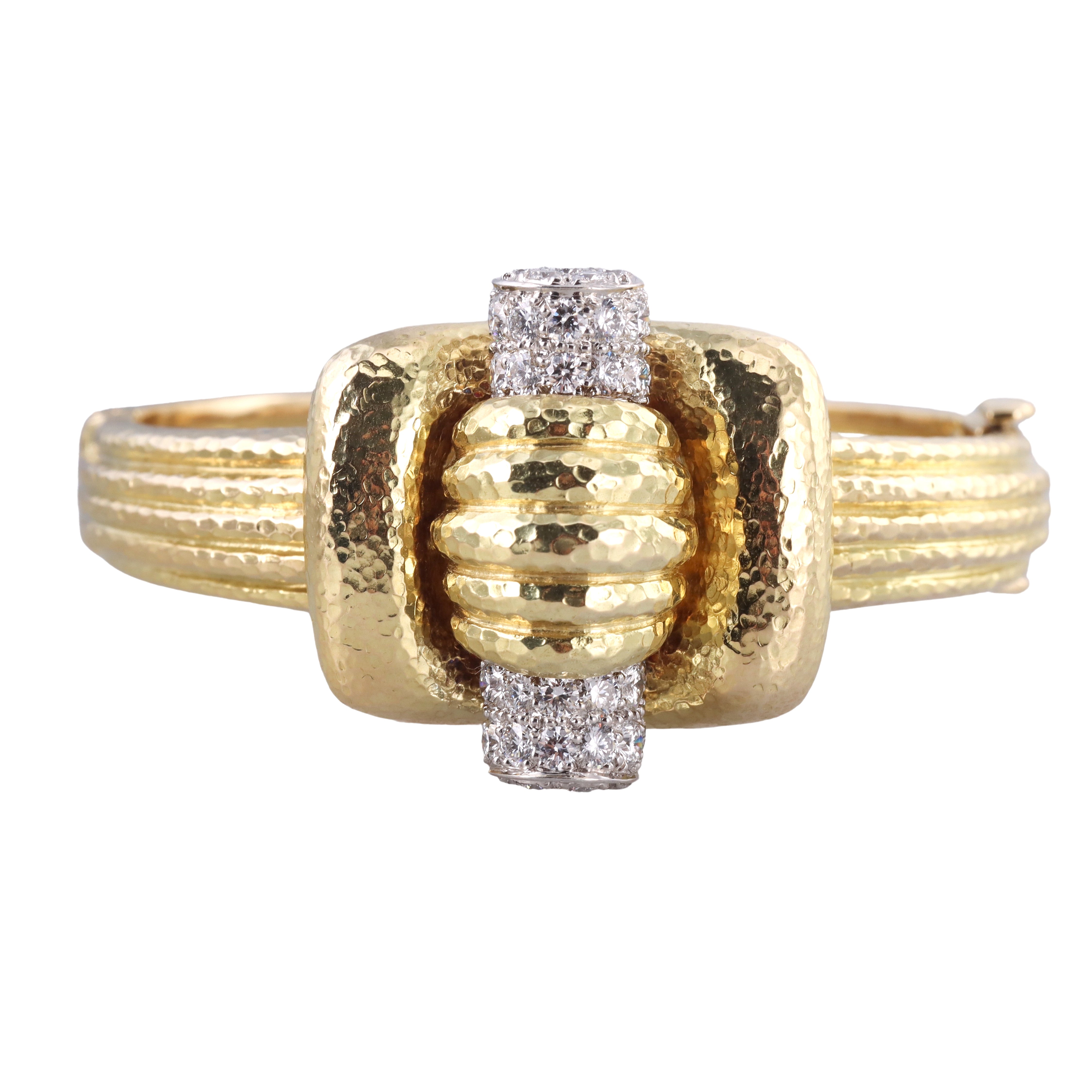David Webb Diamond Gold Platinum Toggle Bracelet