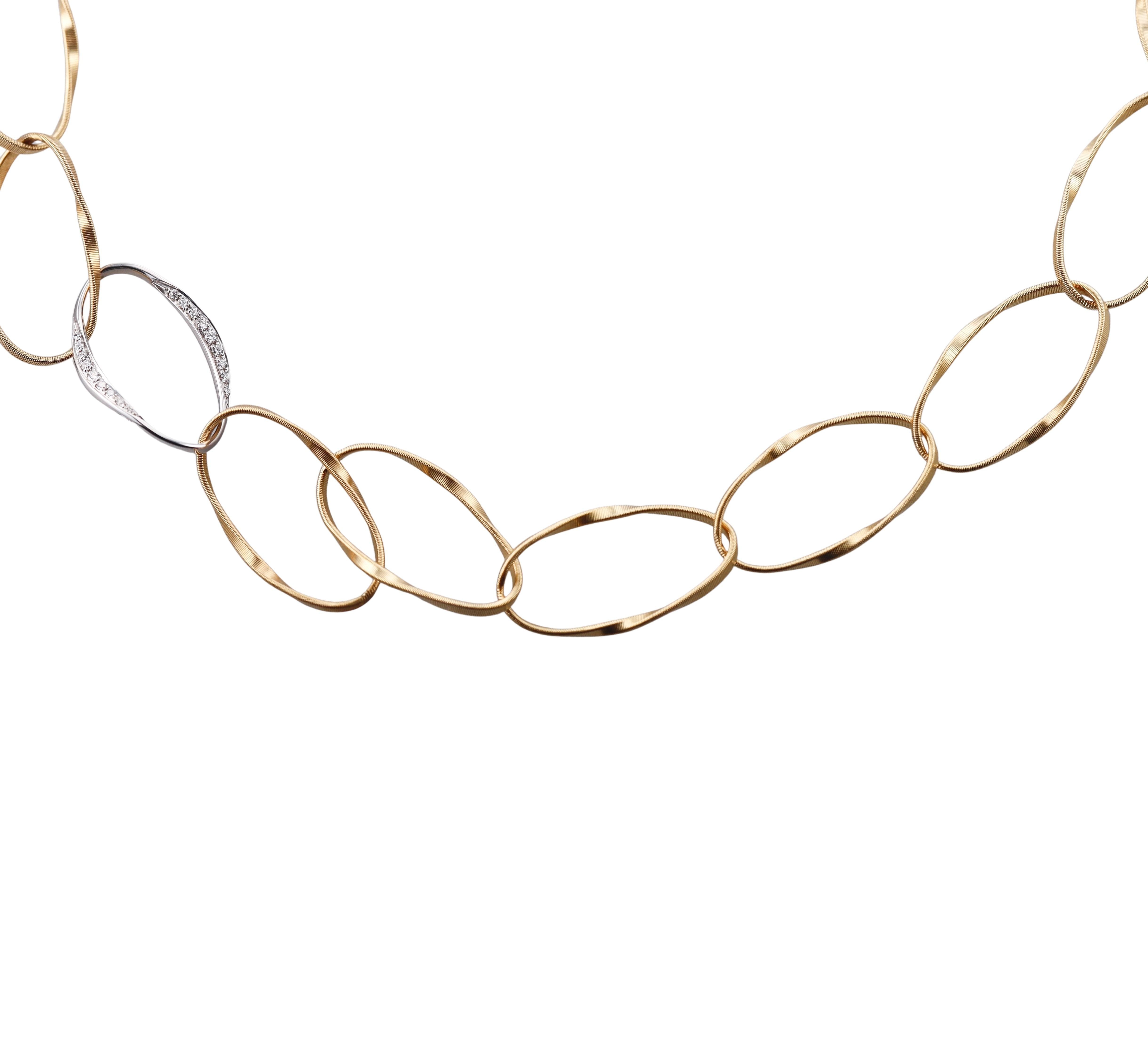 Marco Bicego Marrakech Onde Diamond Gold Oval Link Necklace