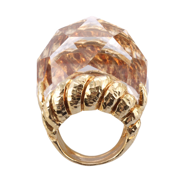 David Webb Crystal Gold Iceberg Ring