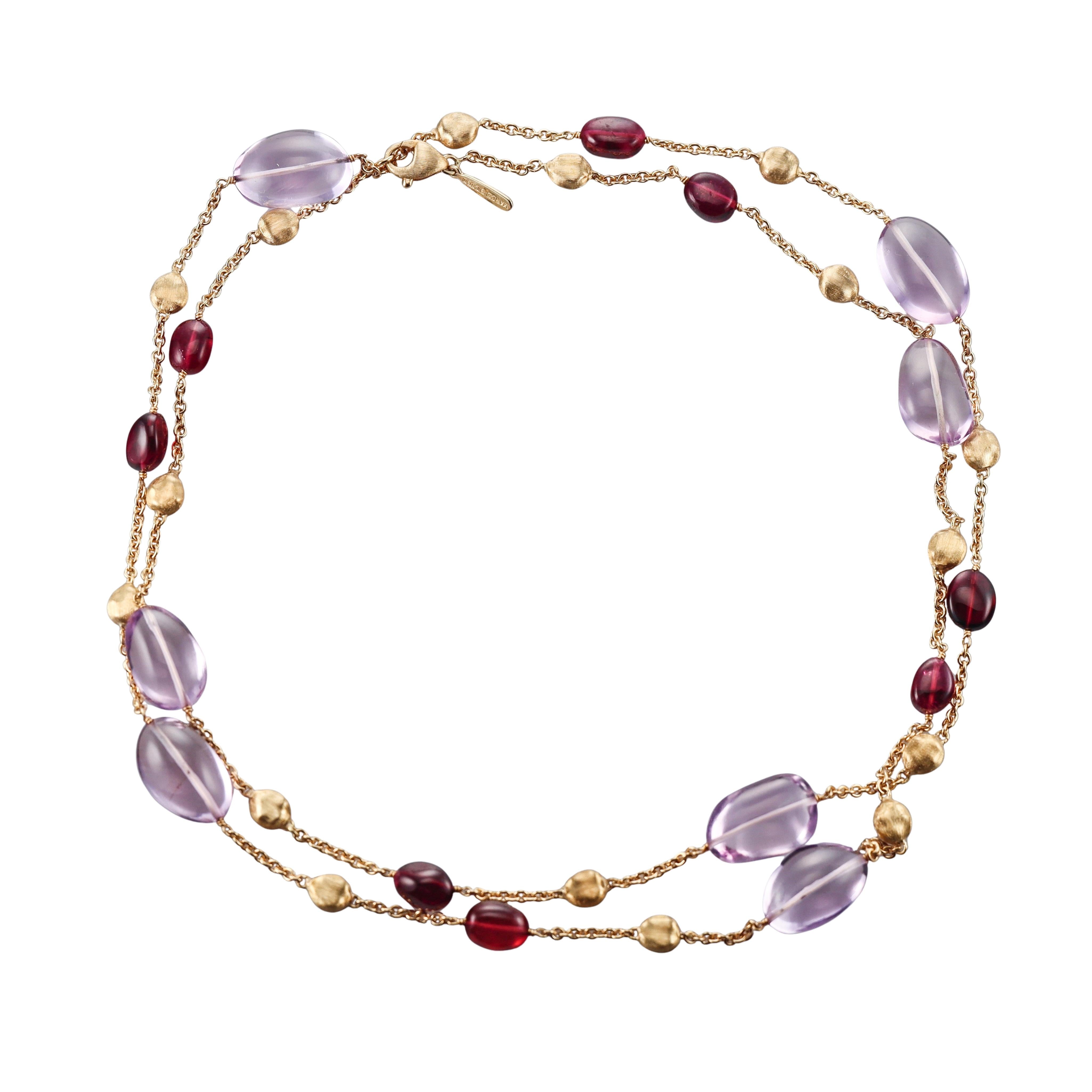 Marco Bicego Confetti Gemme Rhodolite Amethyst Gold Long Necklace