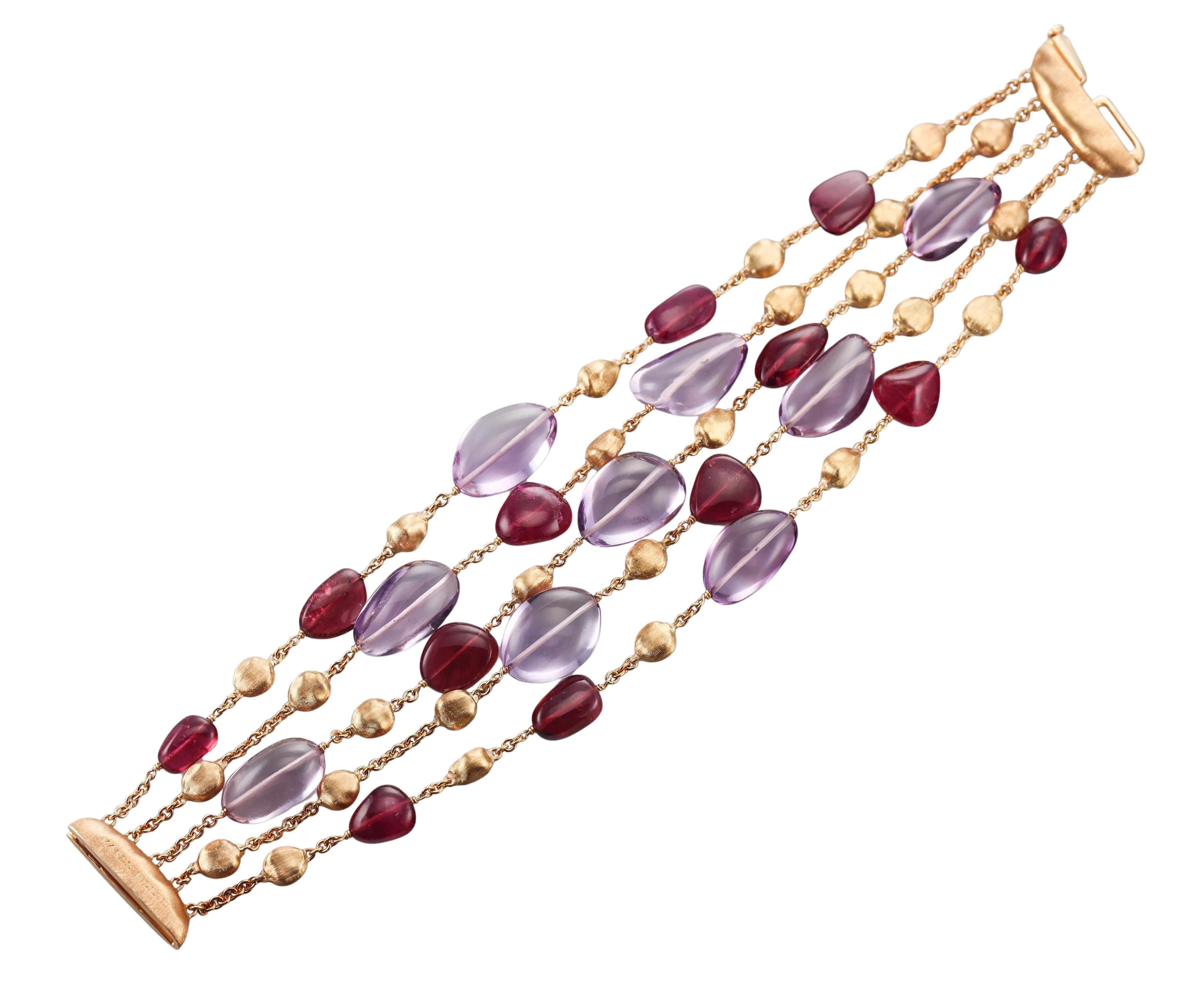 Marco Bicego Confetti Gemme Rhodolite Amethyst Gold Bracelet