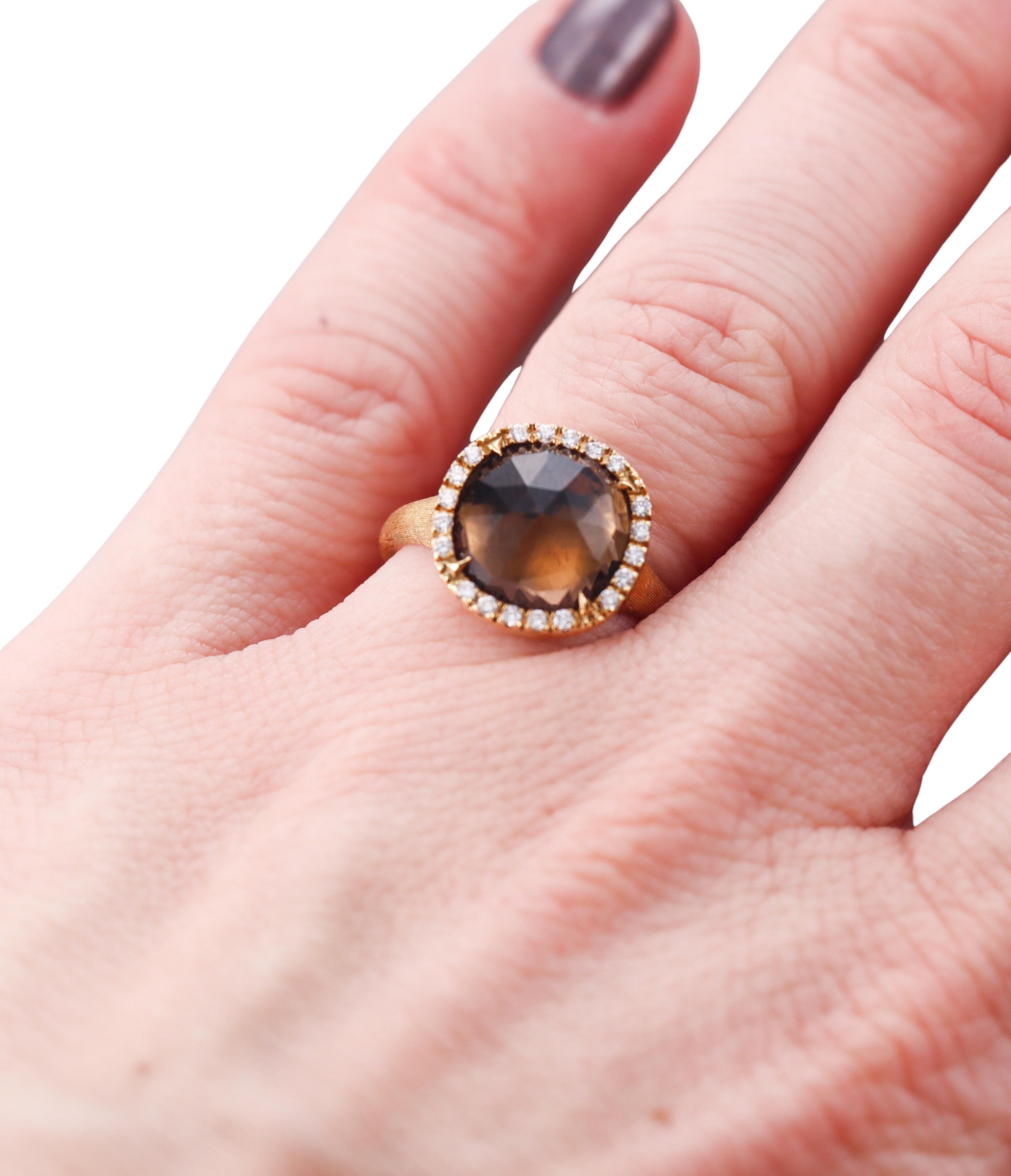 Marco Bicego Jaipur Smokey Quartz Diamond Gold Ring