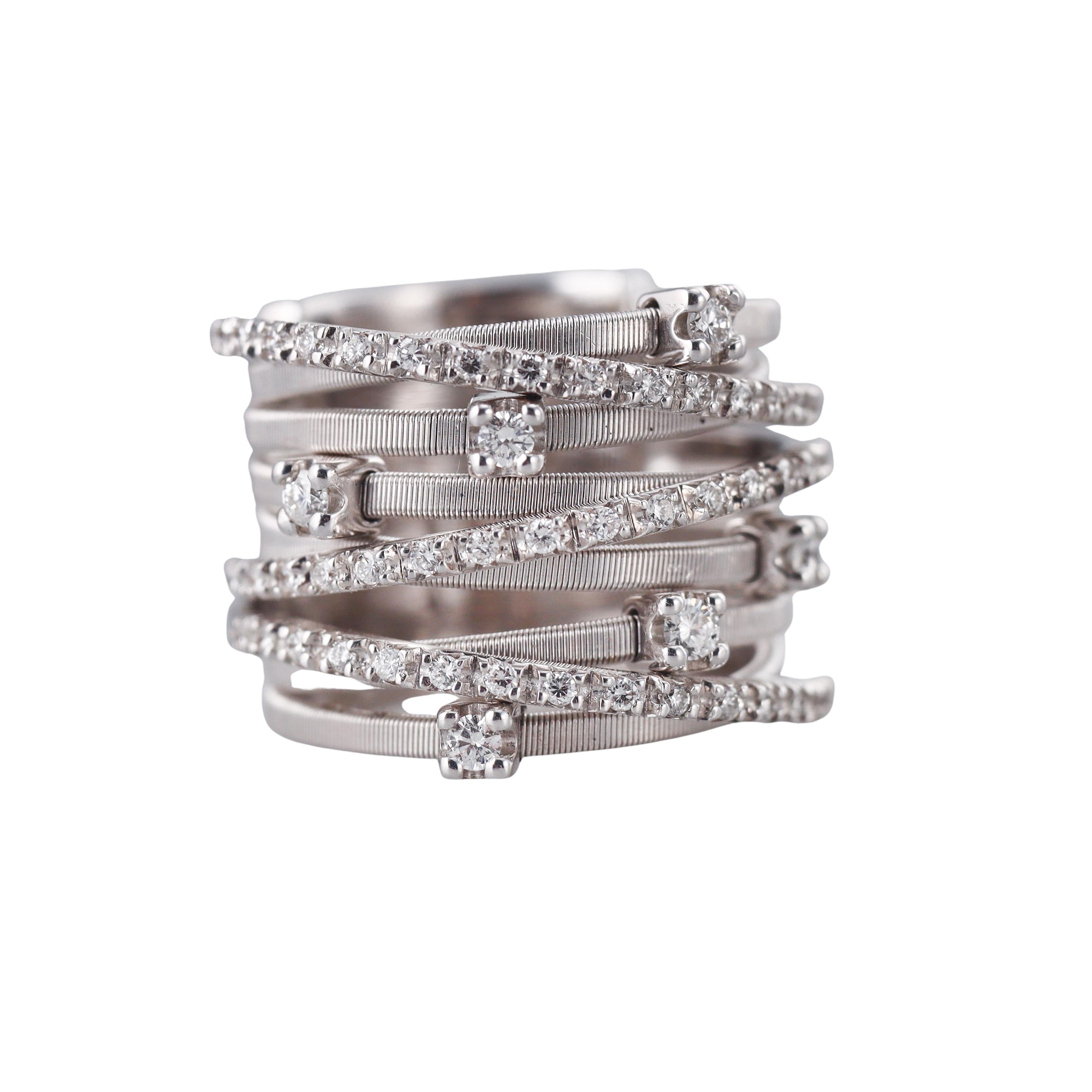 Marco Bicego Goa Nine Row Diamond Gold Ring