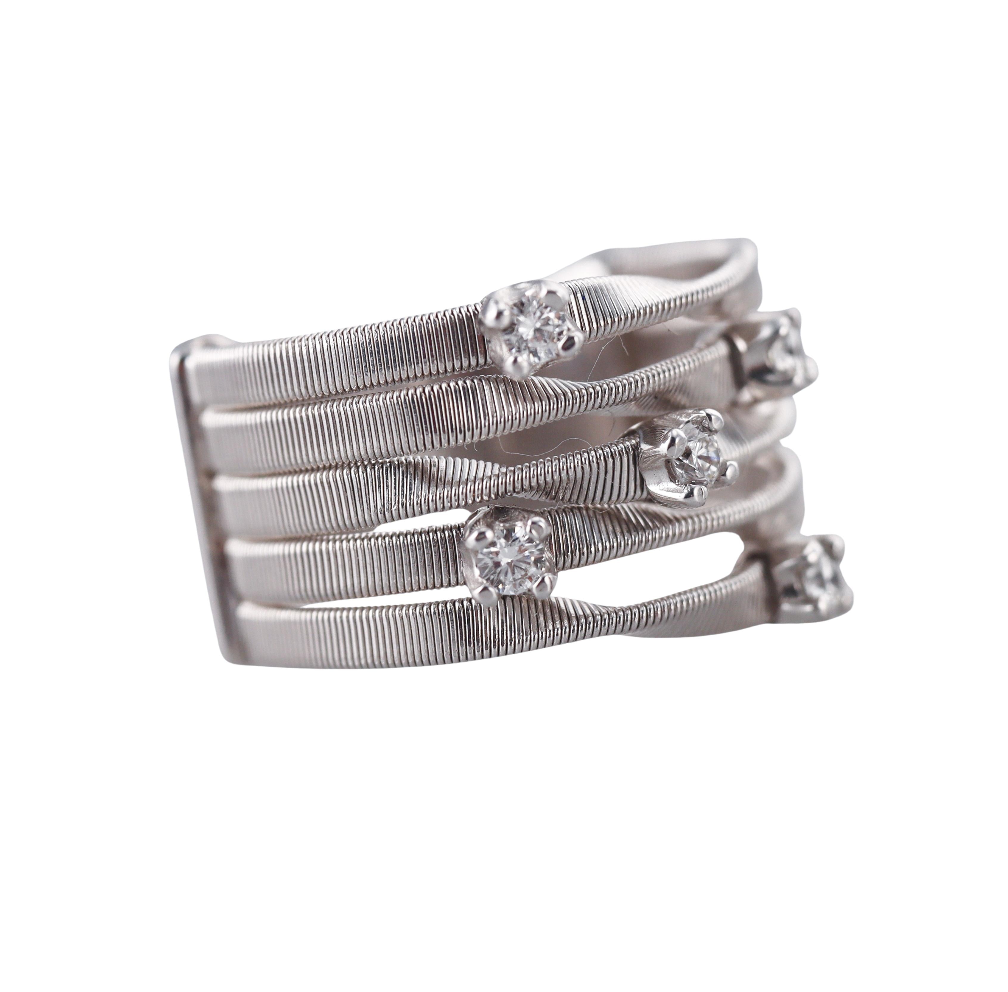 Marco Bicego Marrakech Five Row Diamond Gold Ring