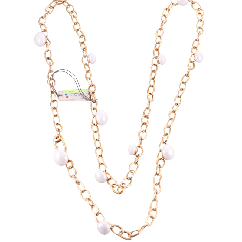 Pomellato Capri 18k Gold White Ceramic Long Chain Necklace