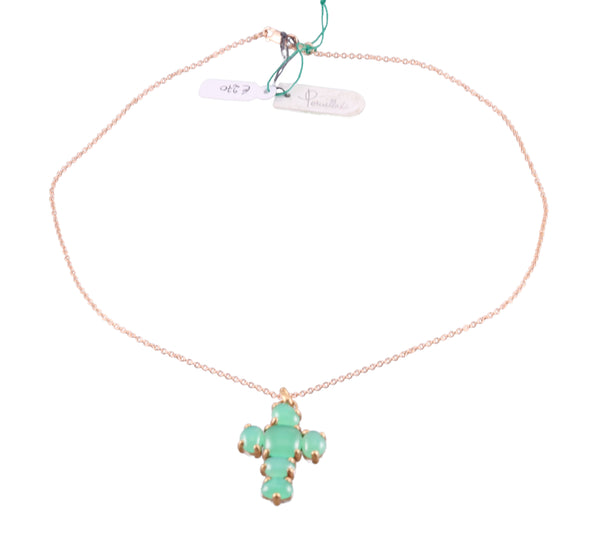 Pomellato Capri 18k Gold Chrysoprase Cross Pendant Necklace