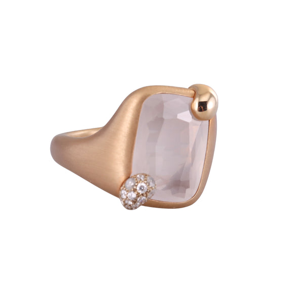 Pomellato Ritratto 18k Gold Quartz Diamond Ring