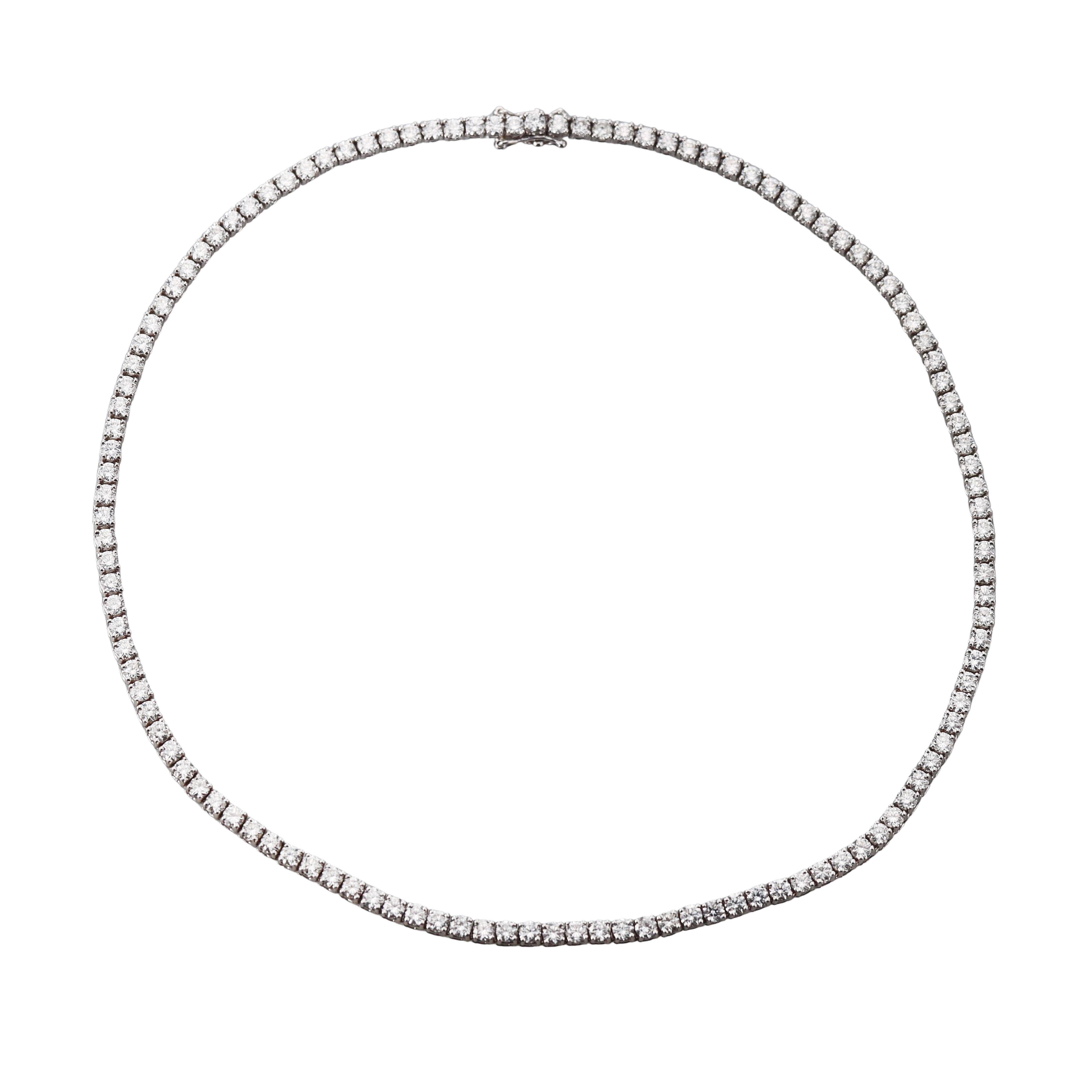 12.45 Carat Diamond Gold Tennis Necklace